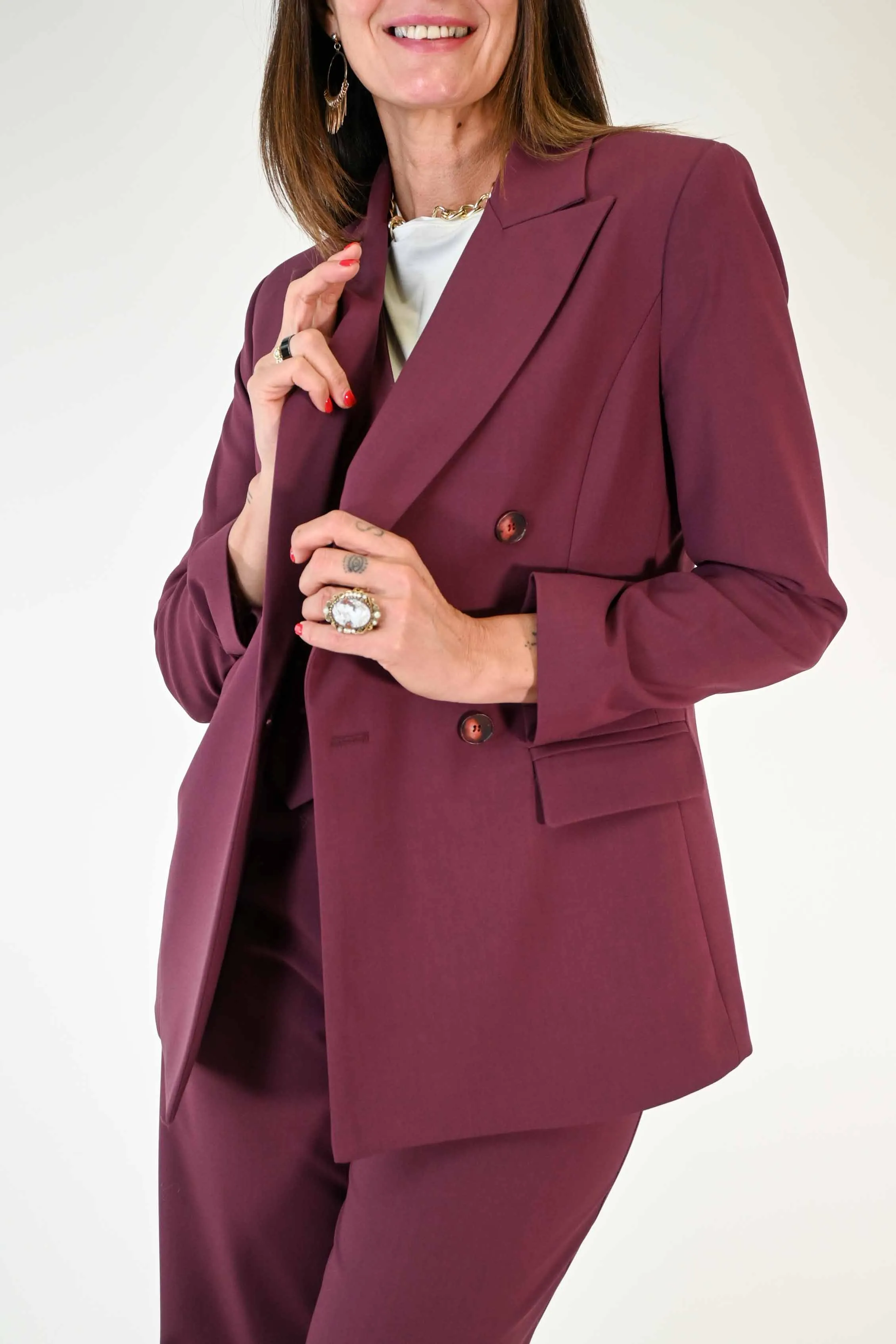 GIACCA DOPPIOPETTO IN POLOVISCOSA COLOR BORDEAUX