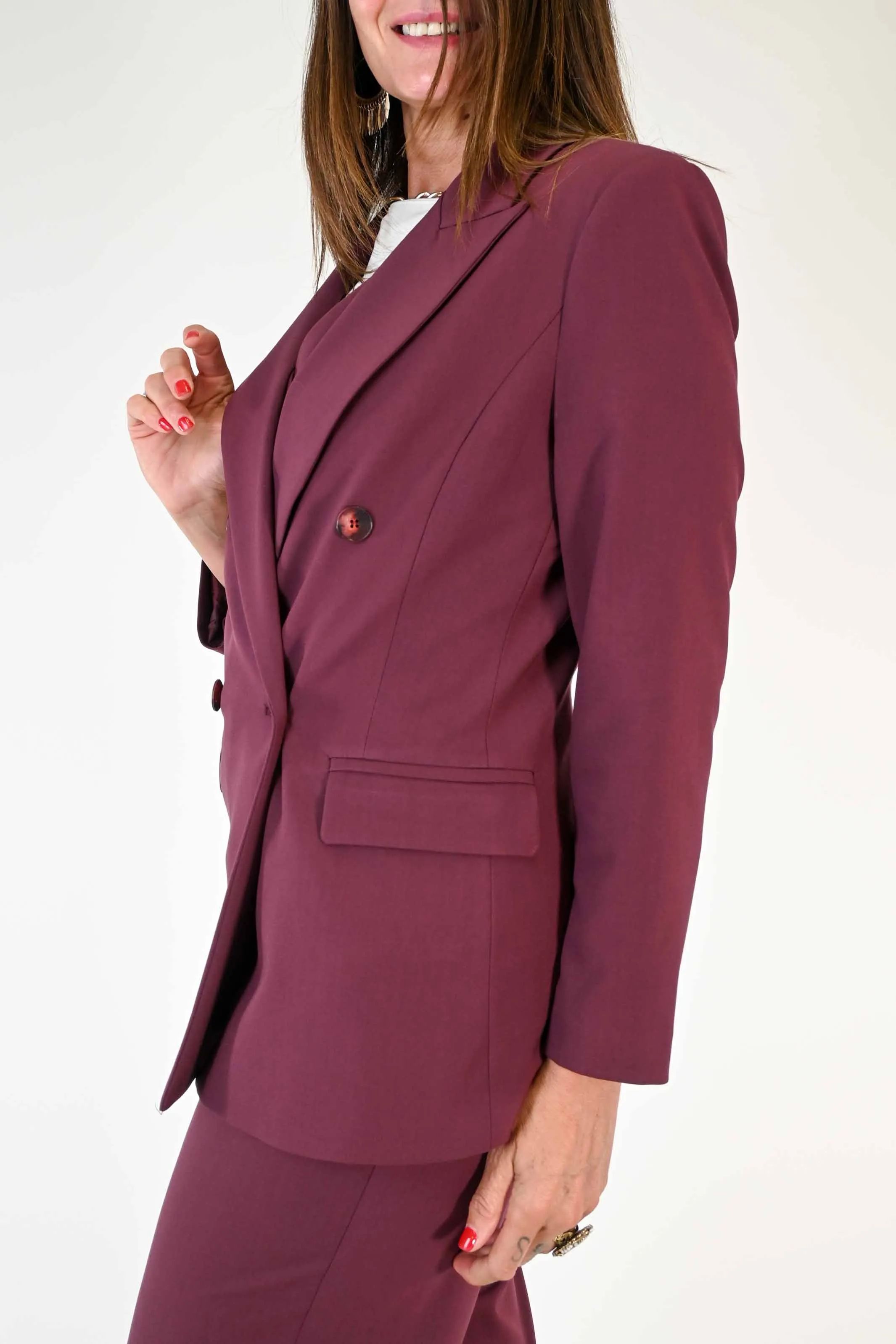 GIACCA DOPPIOPETTO IN POLOVISCOSA COLOR BORDEAUX