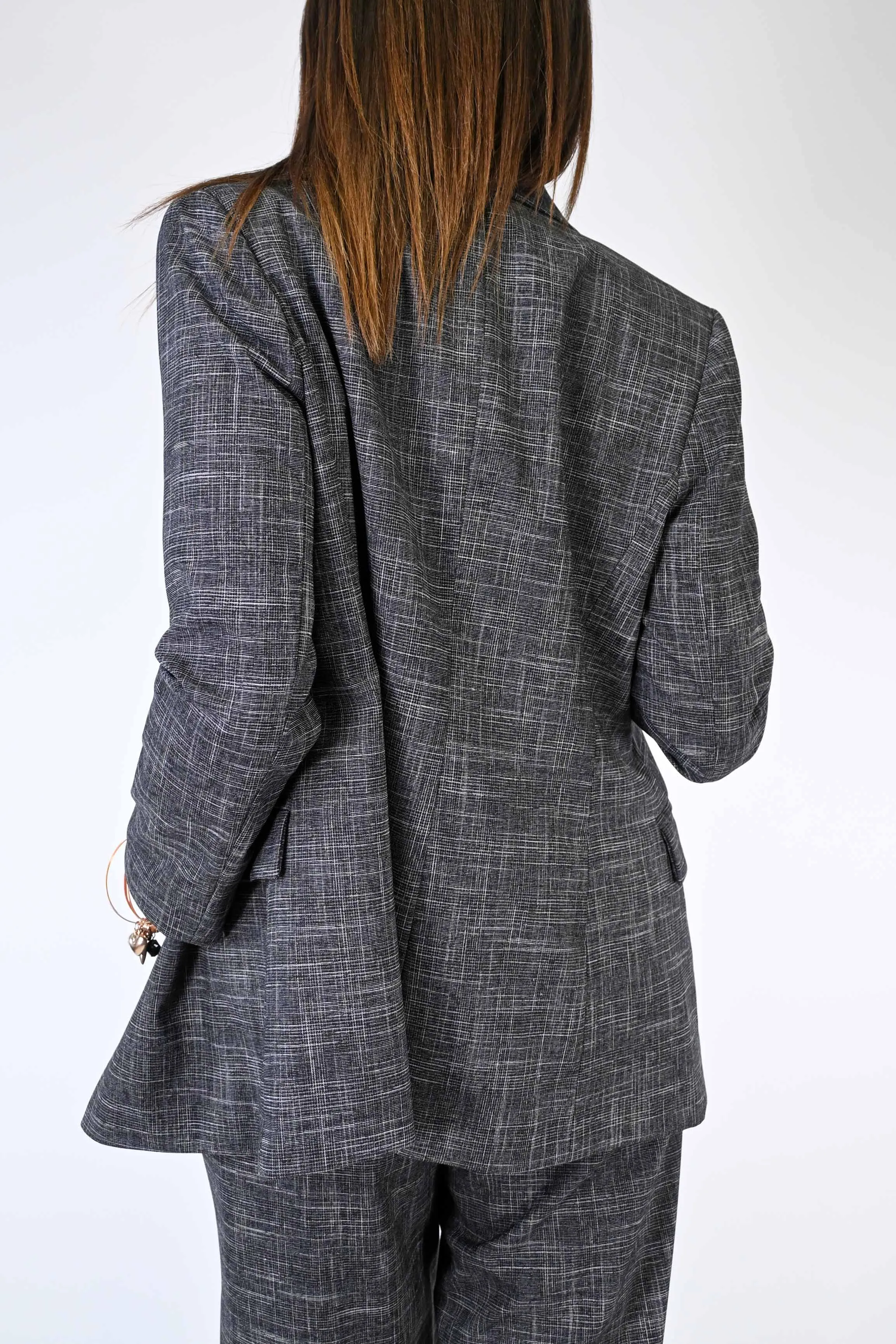 GIACCA DOPPIPETTO FANTASIA SCOZZESE COLOR GRIGIO