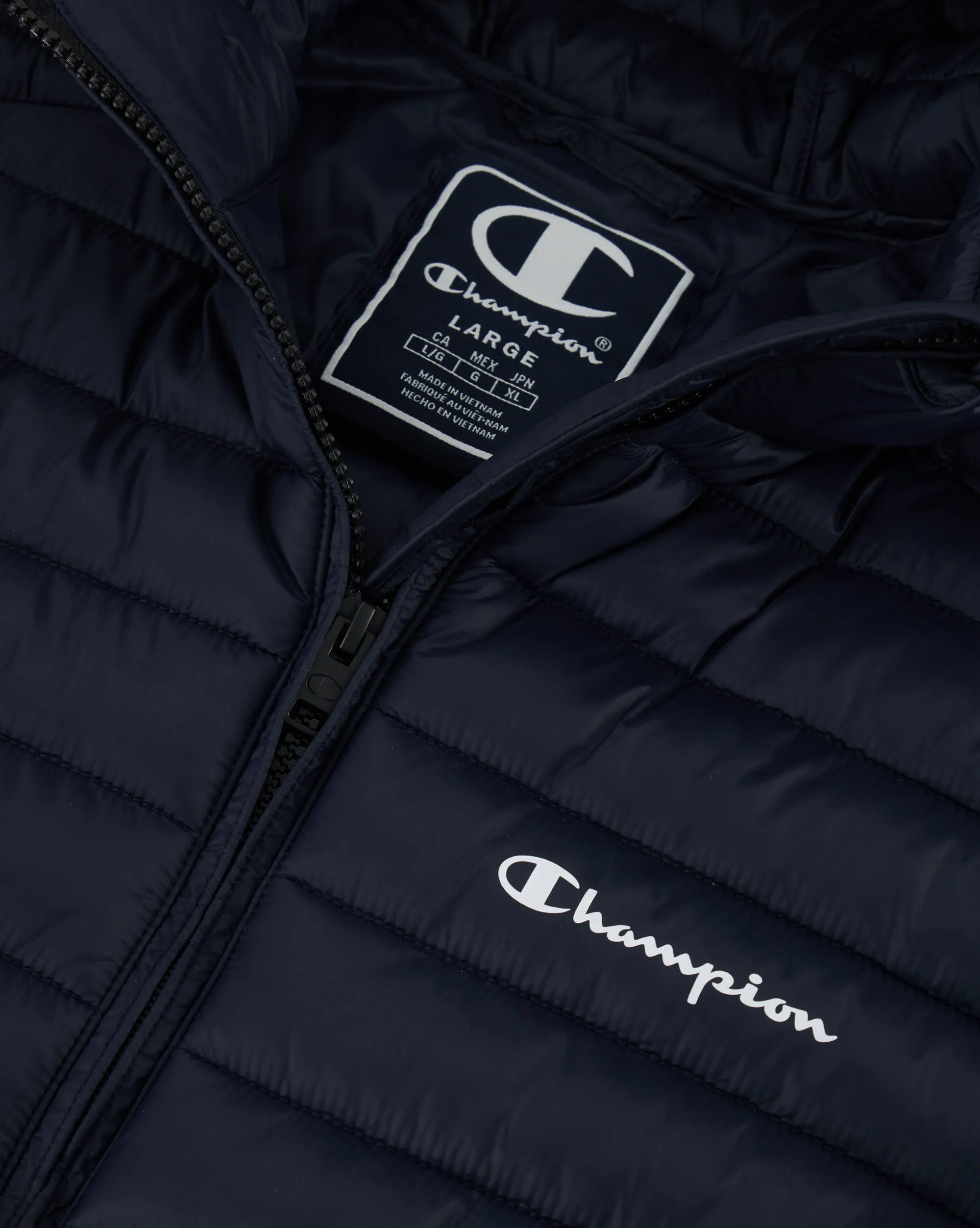 Giacca Imbottita Con Cappuccio E Logo Blu Uomo