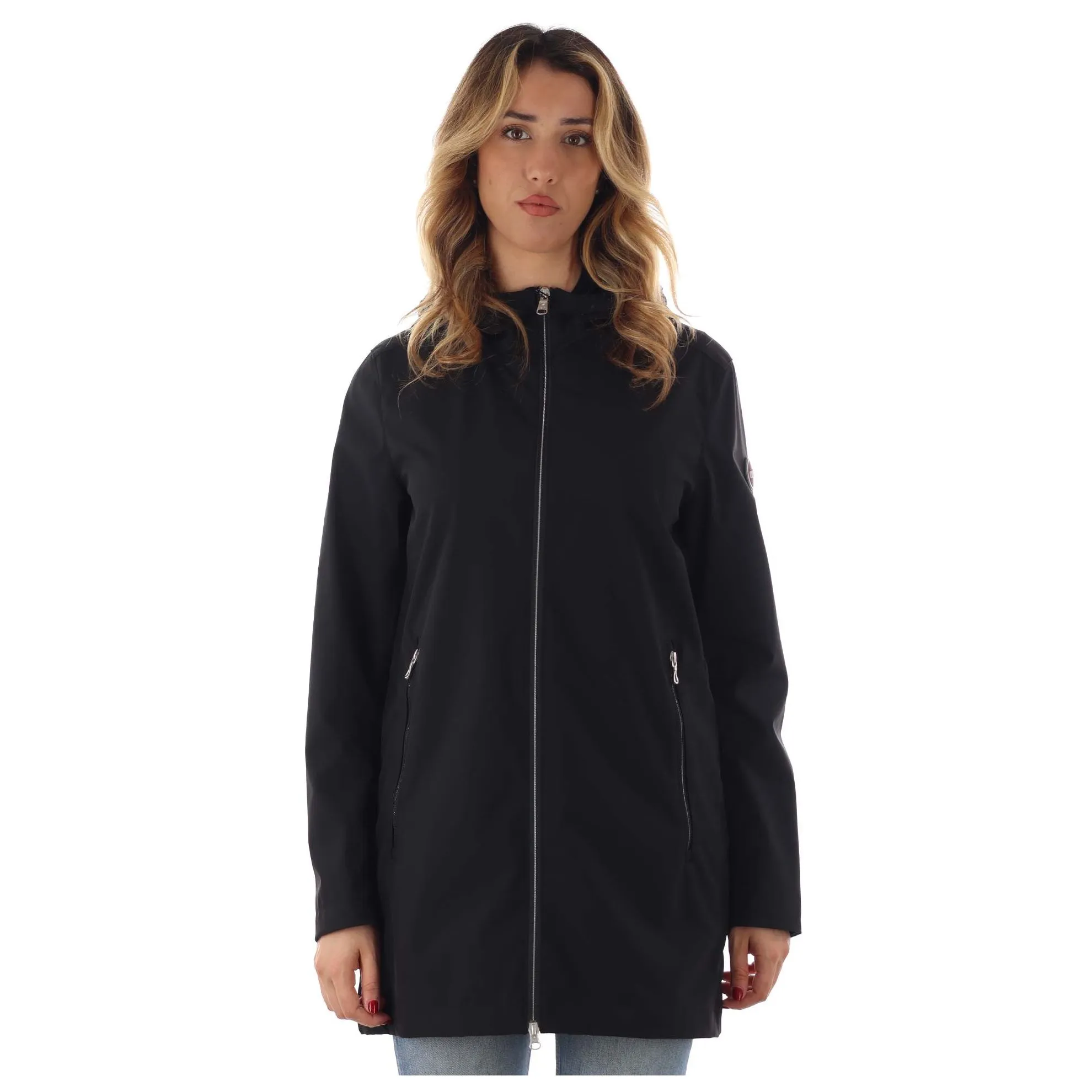 Giacca lunga in softshell stretch