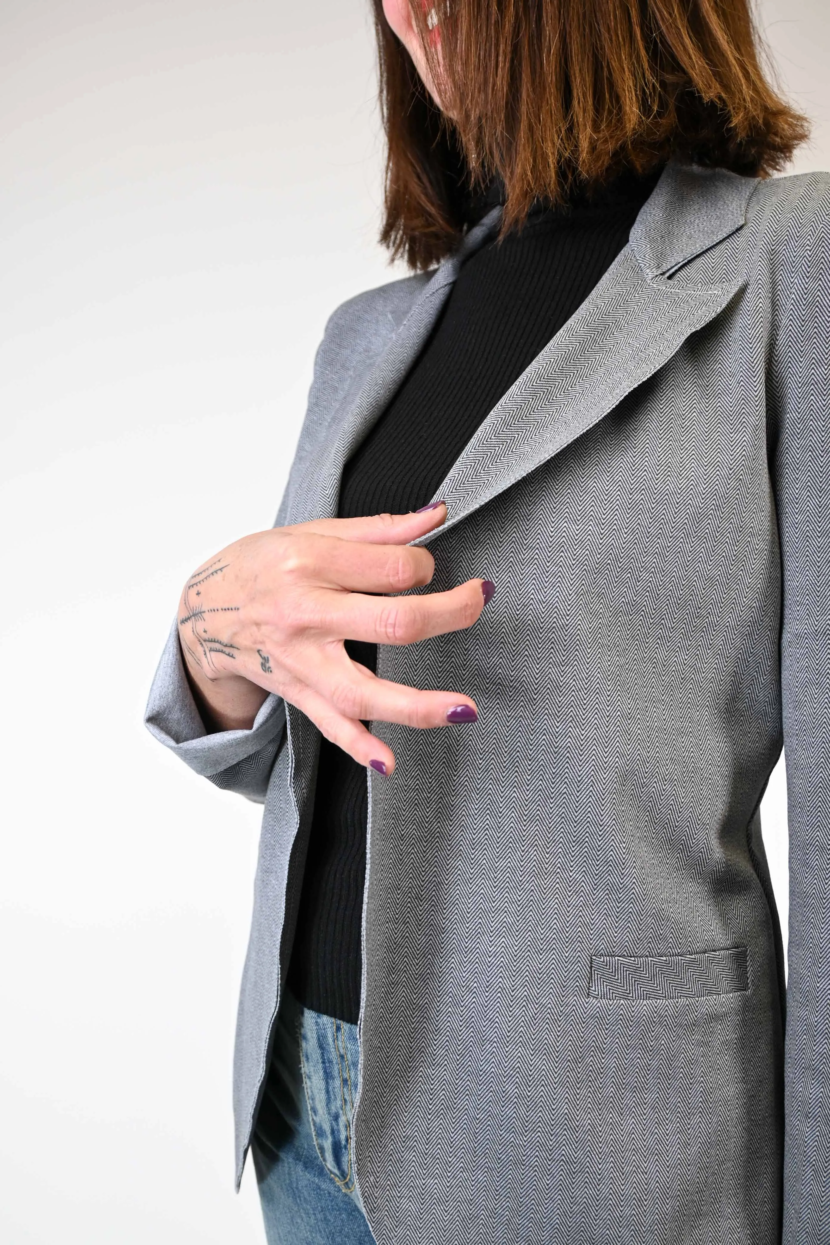 GIACCA MODELLO EASY FANTASIA OPTICAL GRIGIO/NERO