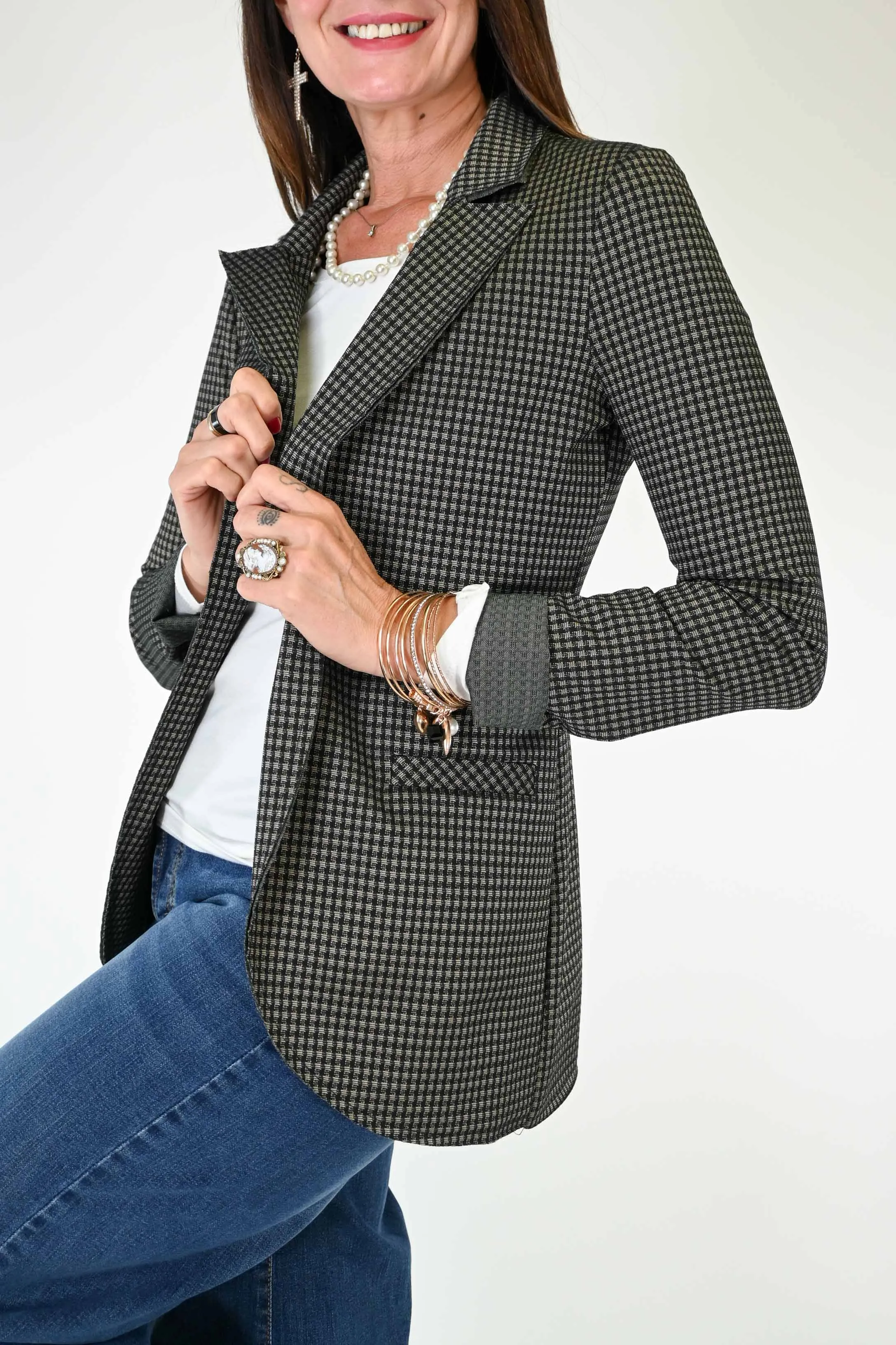 GIACCA MODELLO EASY TAGLIO VIVO CHECK VERDE