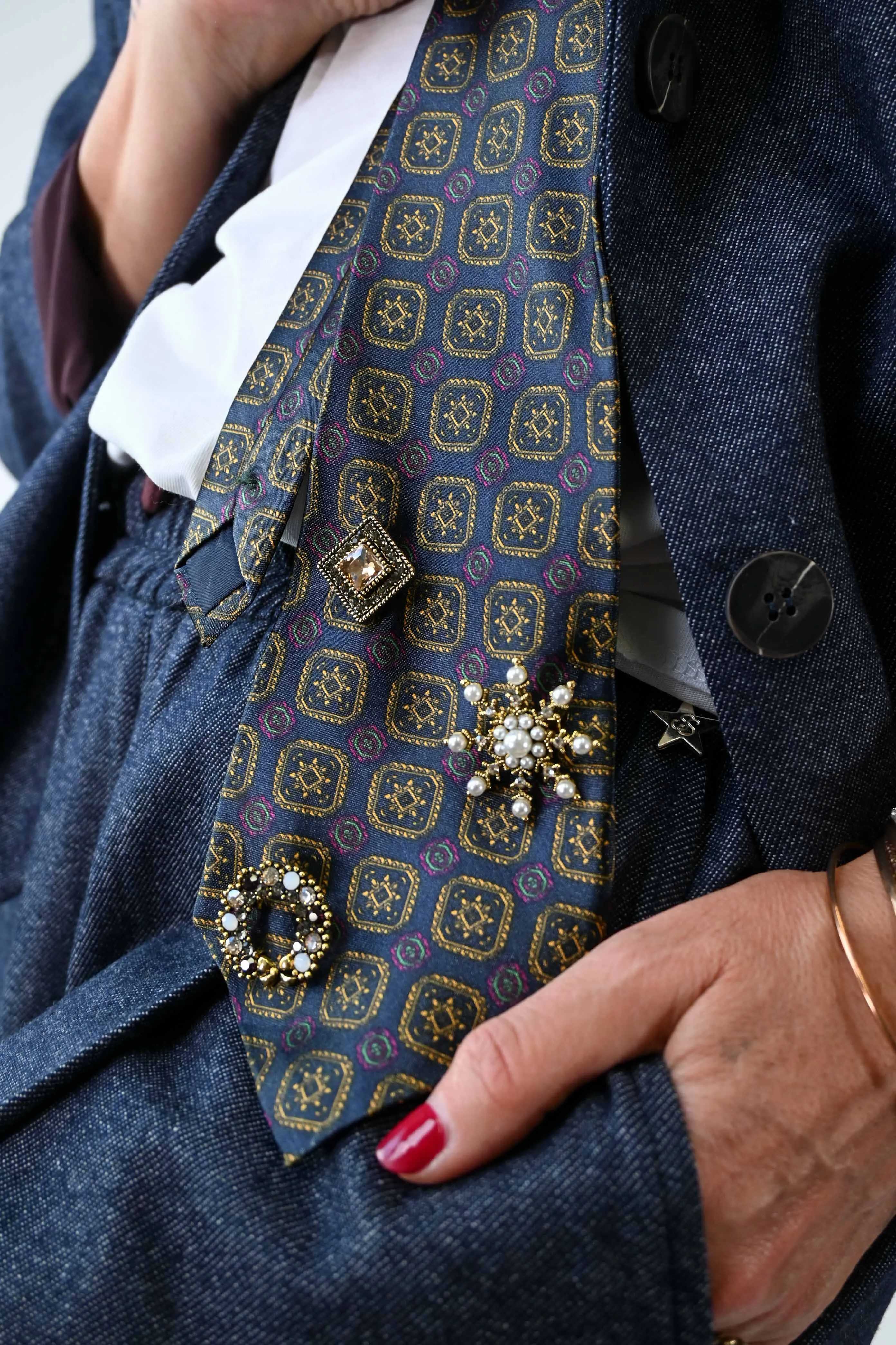 GIACCA OVER A SCATOLA TESSUTO MELANGE BLU