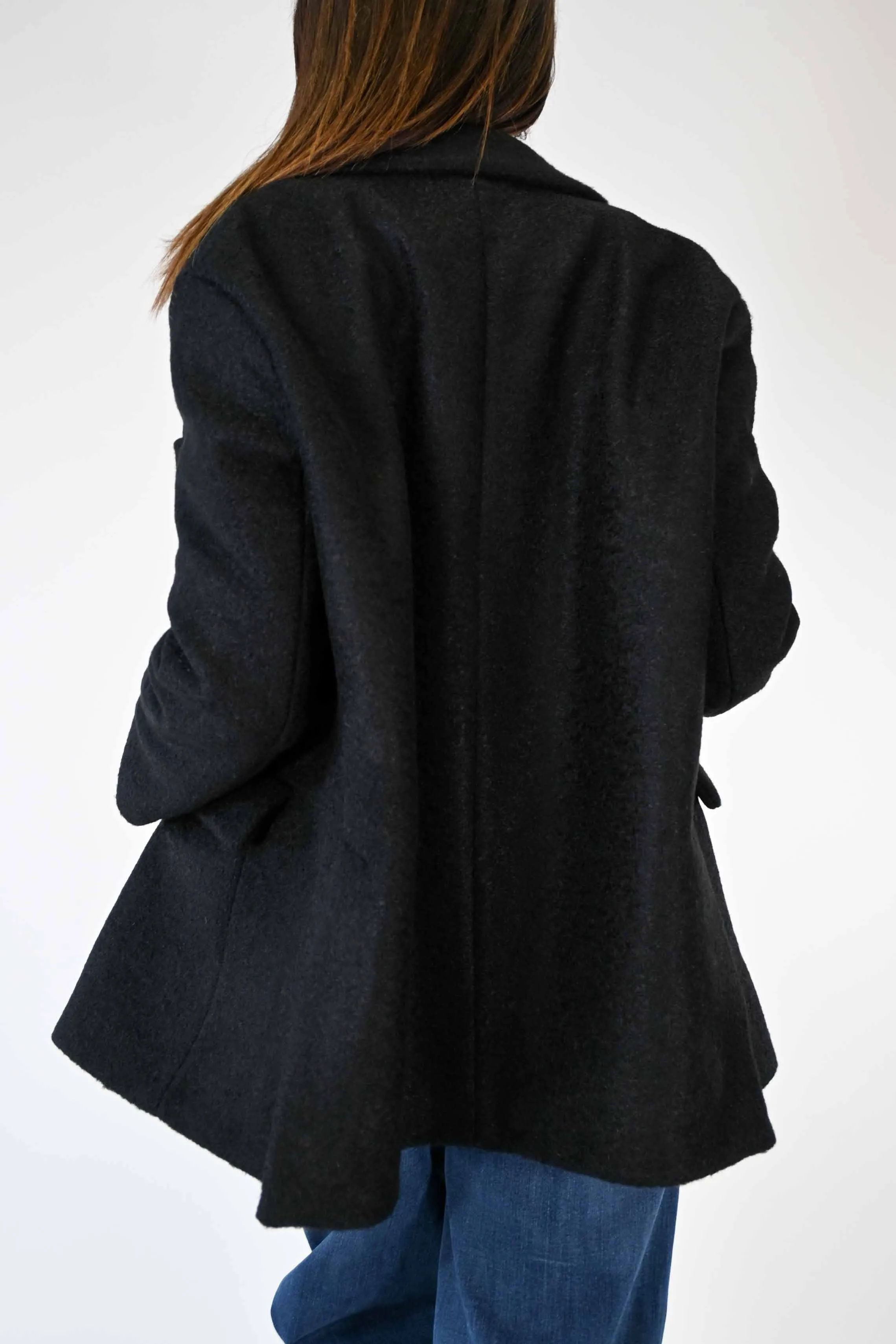 GIACCA OVER DUE BOTTONI IN BOUCLE' COLOR NERO