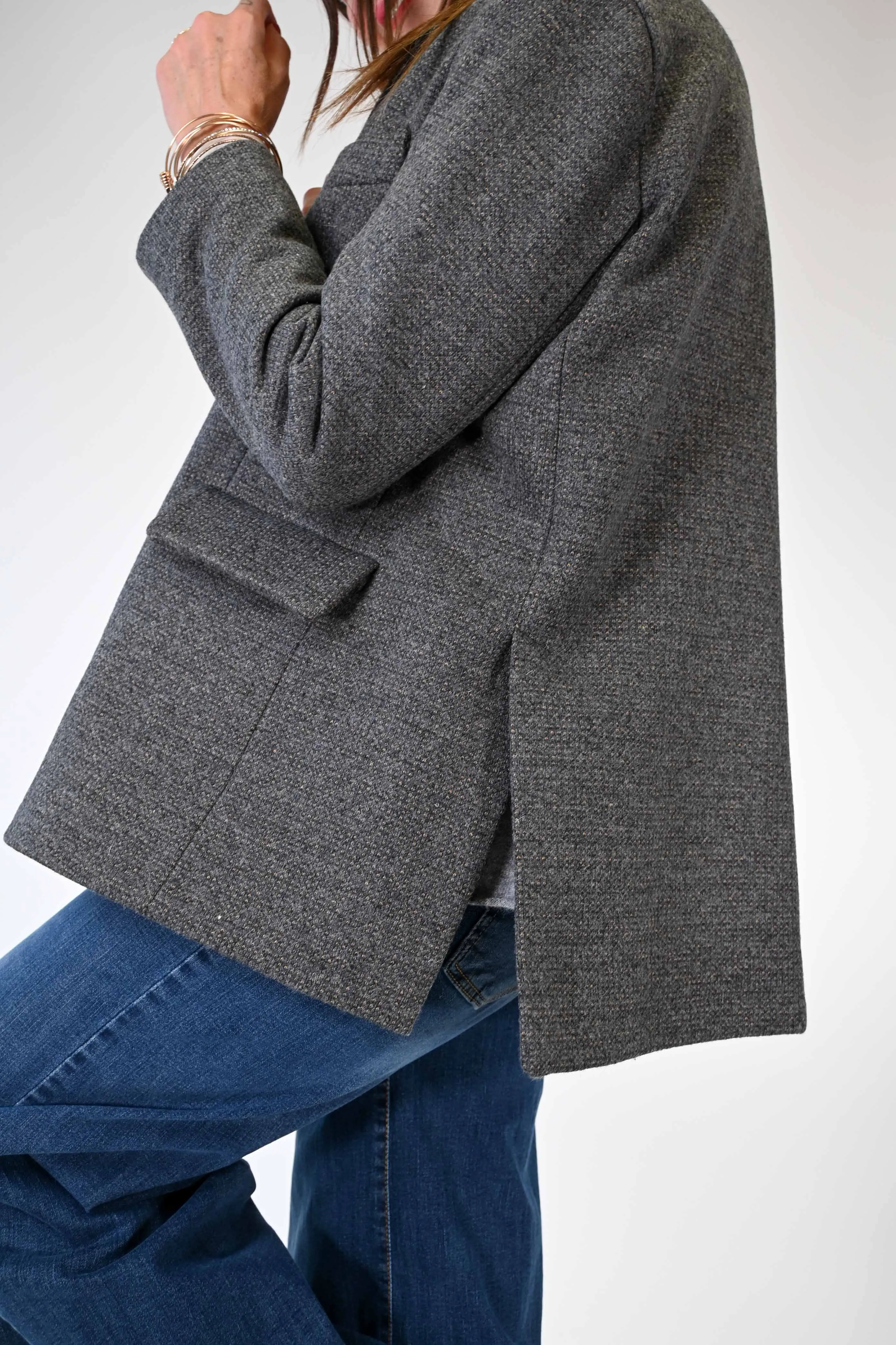 GIACCA OVER IN TESSUTO PUNTINATO COLOR GRIGIO