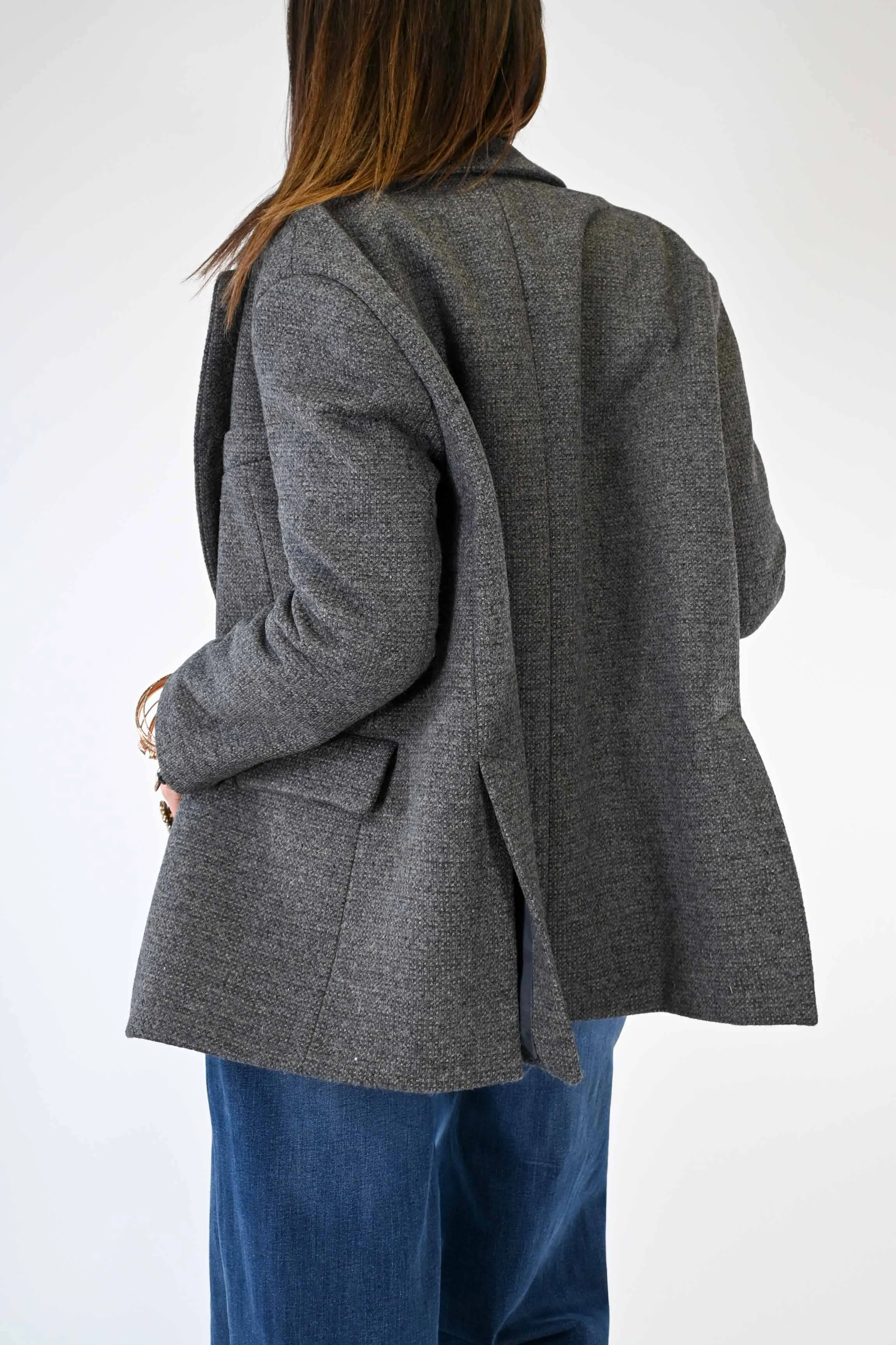 GIACCA OVER IN TESSUTO PUNTINATO COLOR GRIGIO