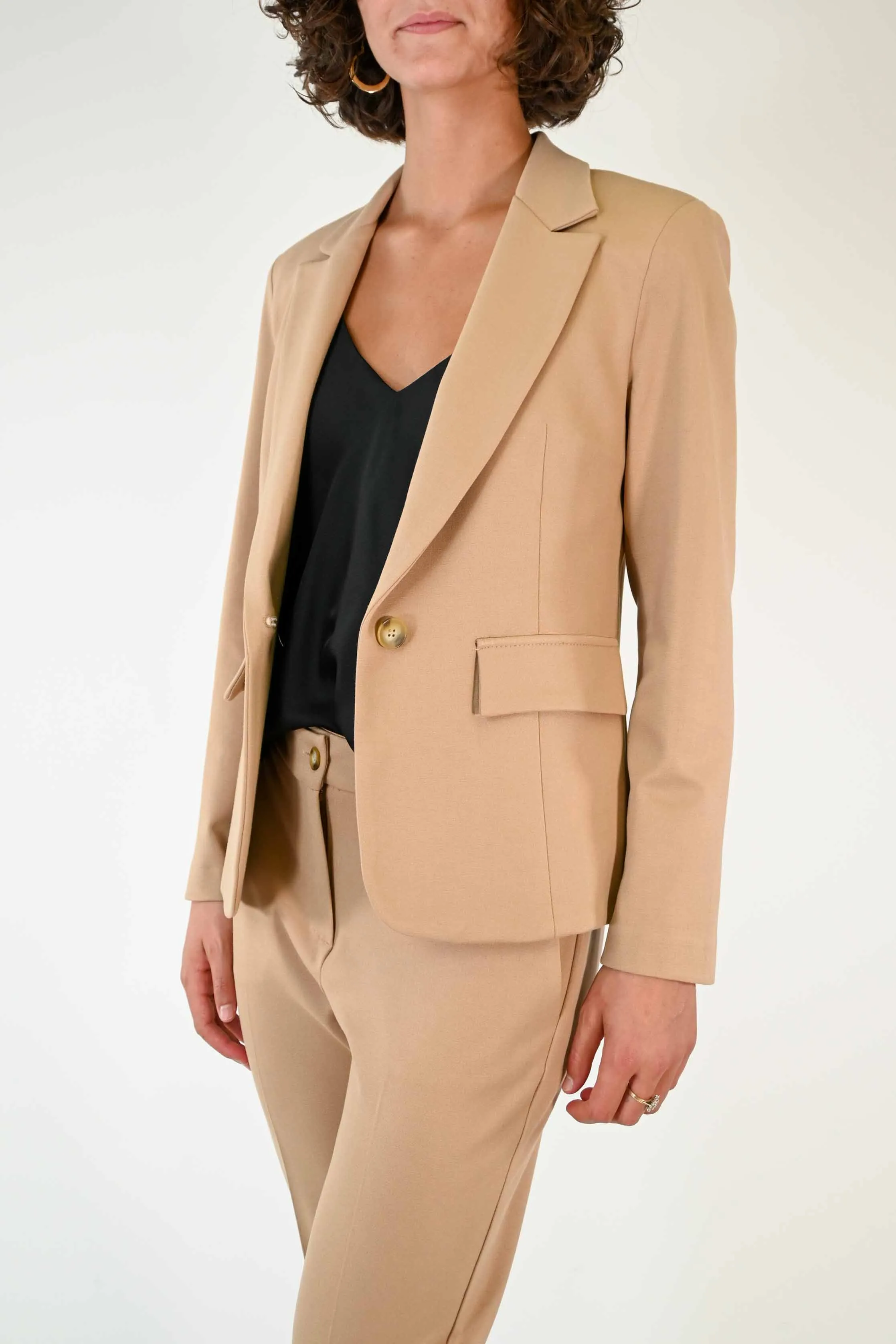 GIACCA SLIM UN BOTTONE PUNTO MILANO CAMMELLO
