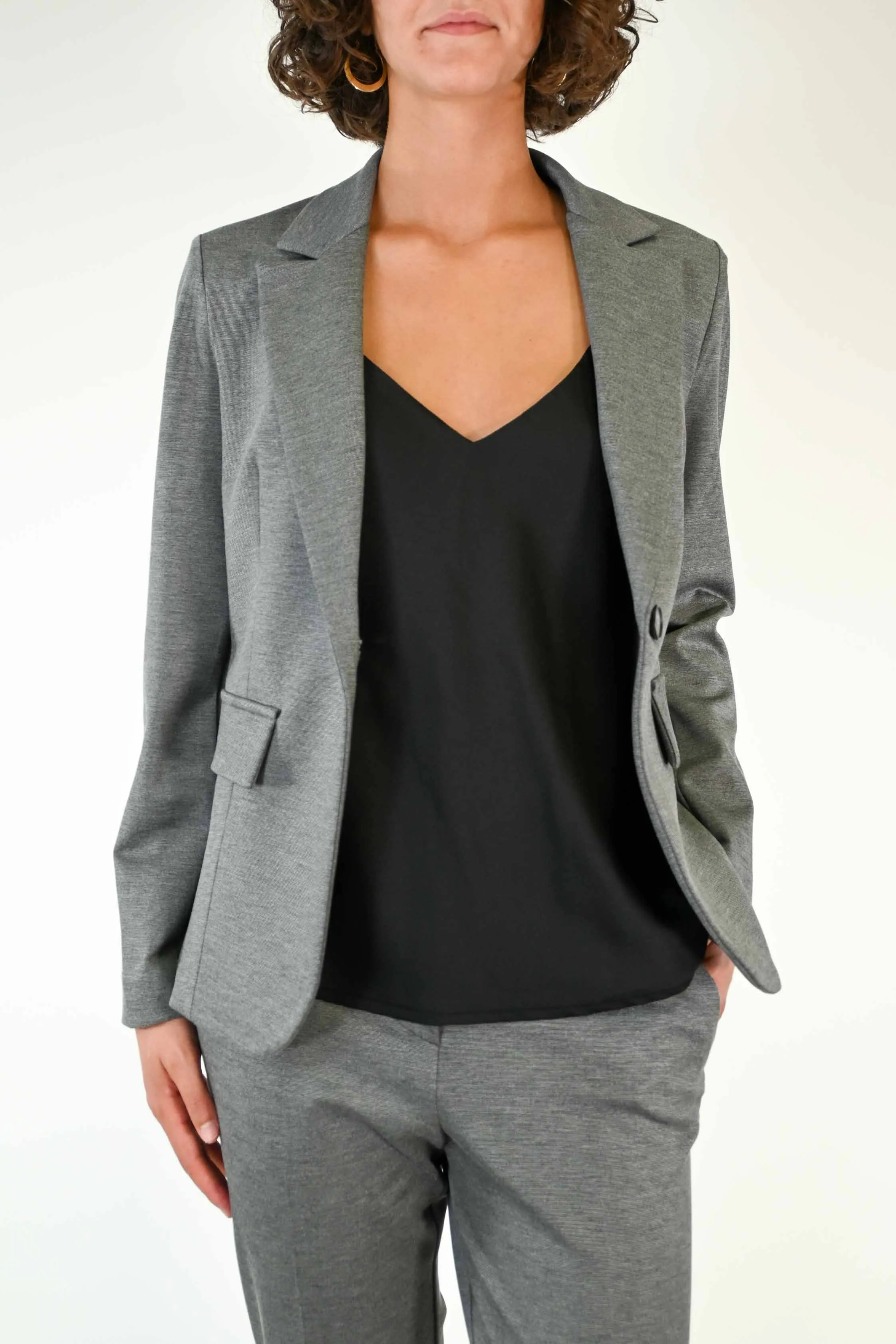GIACCA SLIM UN BOTTONE PUNTO MILANO GRIGIO