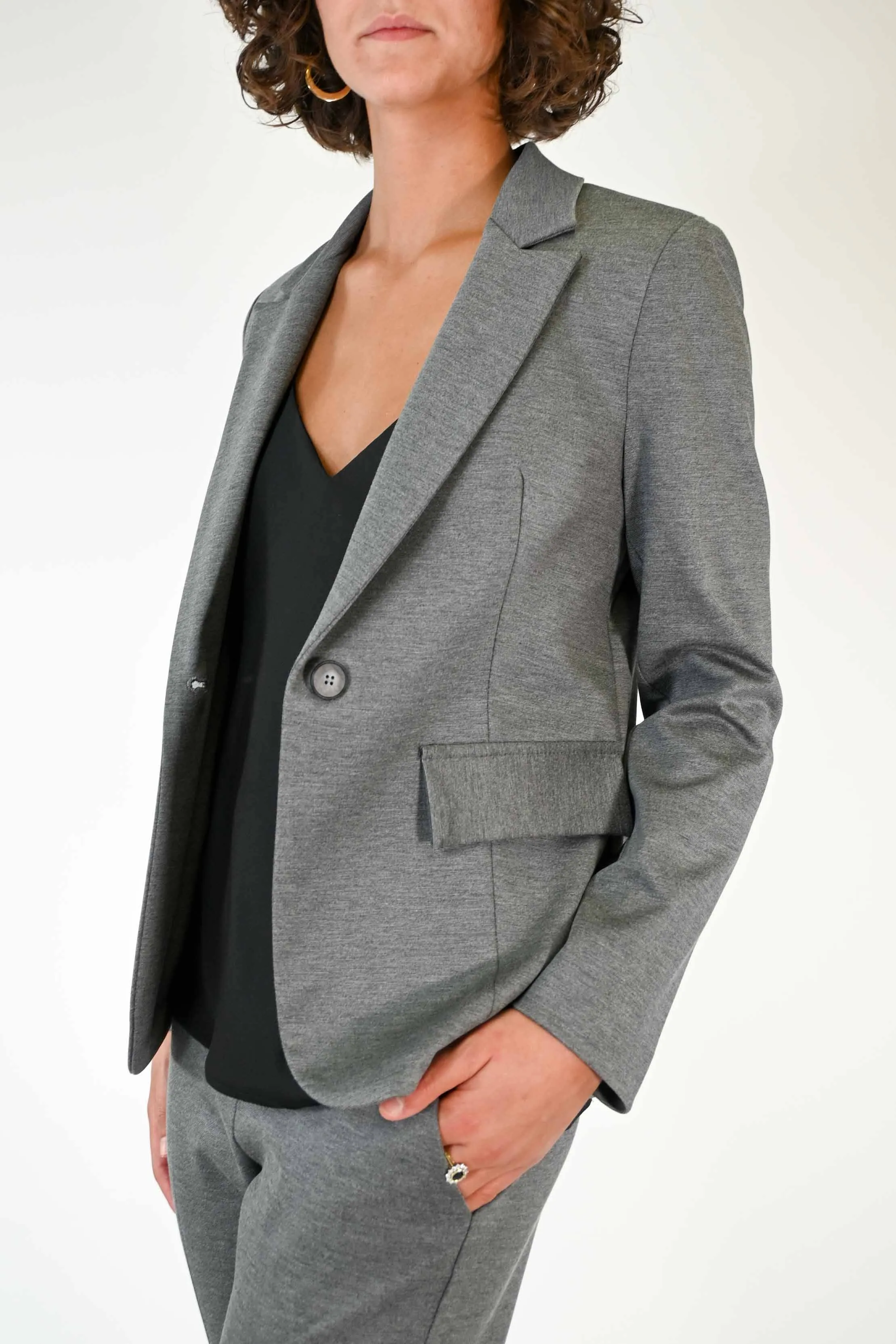 GIACCA SLIM UN BOTTONE PUNTO MILANO GRIGIO
