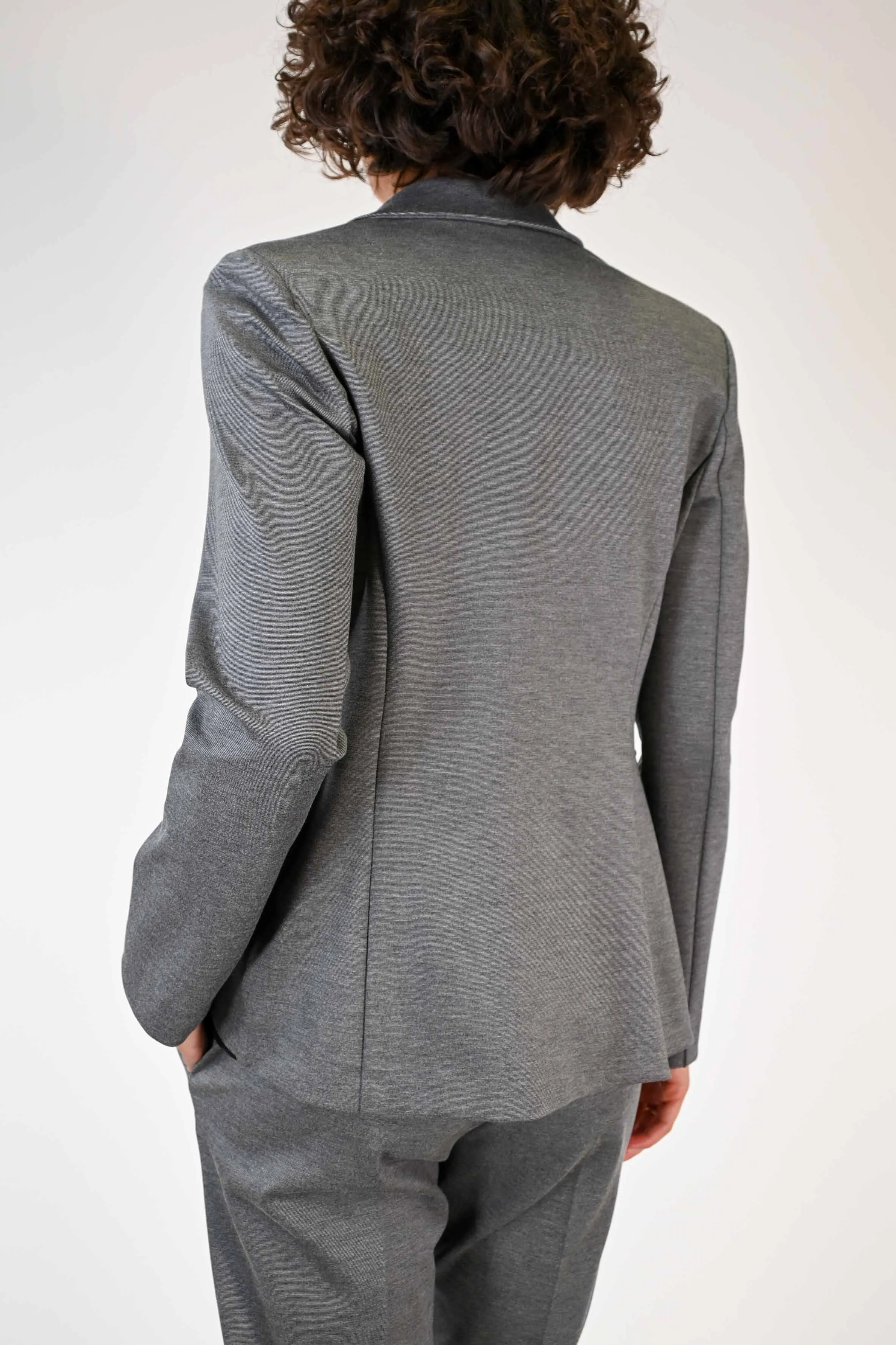GIACCA SLIM UN BOTTONE PUNTO MILANO GRIGIO