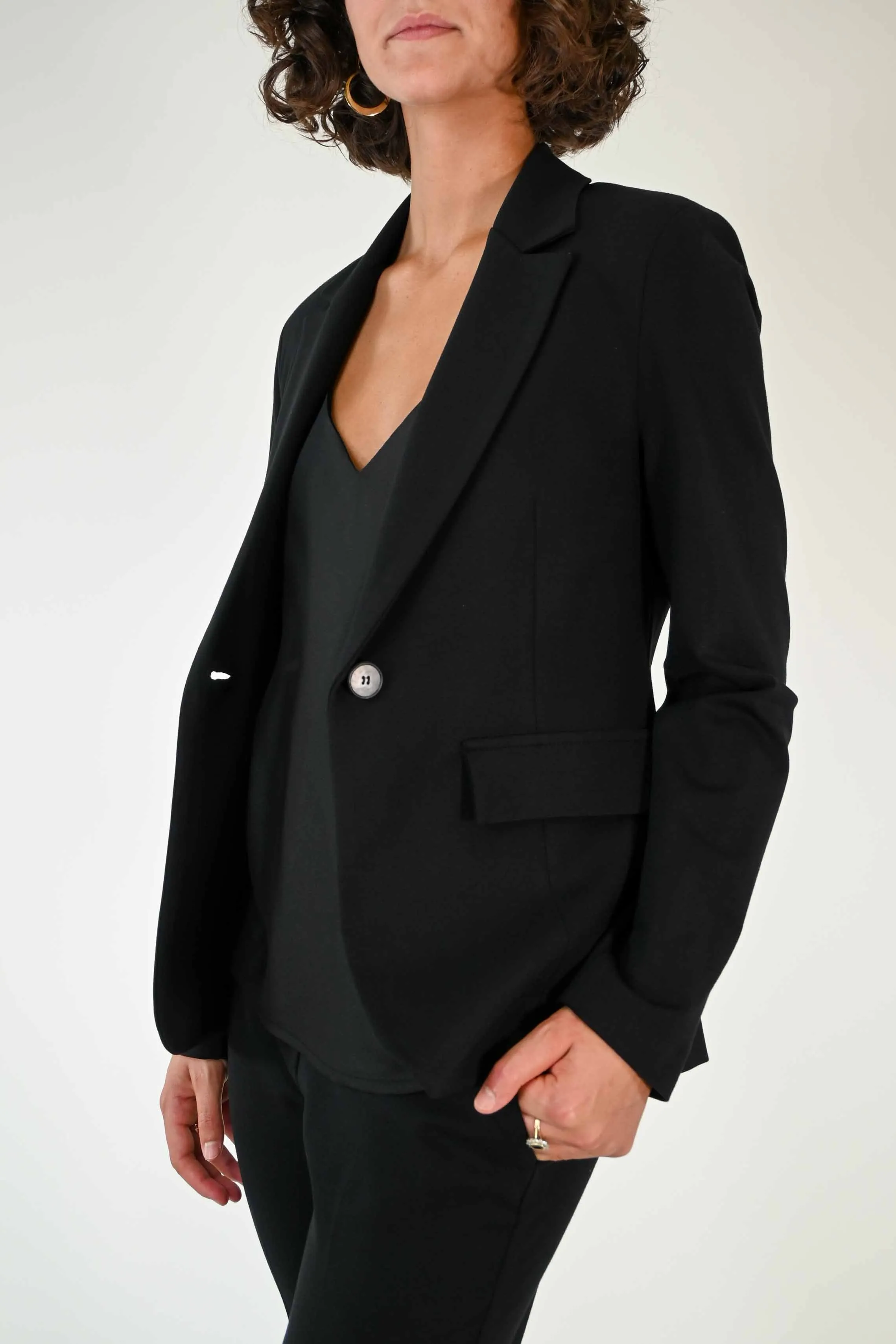 GIACCA SLIM UN BOTTONE PUNTO MILANO NERO
