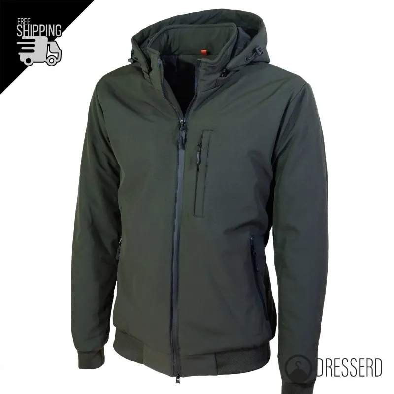 Giubbotto Uomo Invernale con Cappuccio Smontabile Bomber balza in cotone  Tessuto Tecnico Semi Slim Fit Dresserd