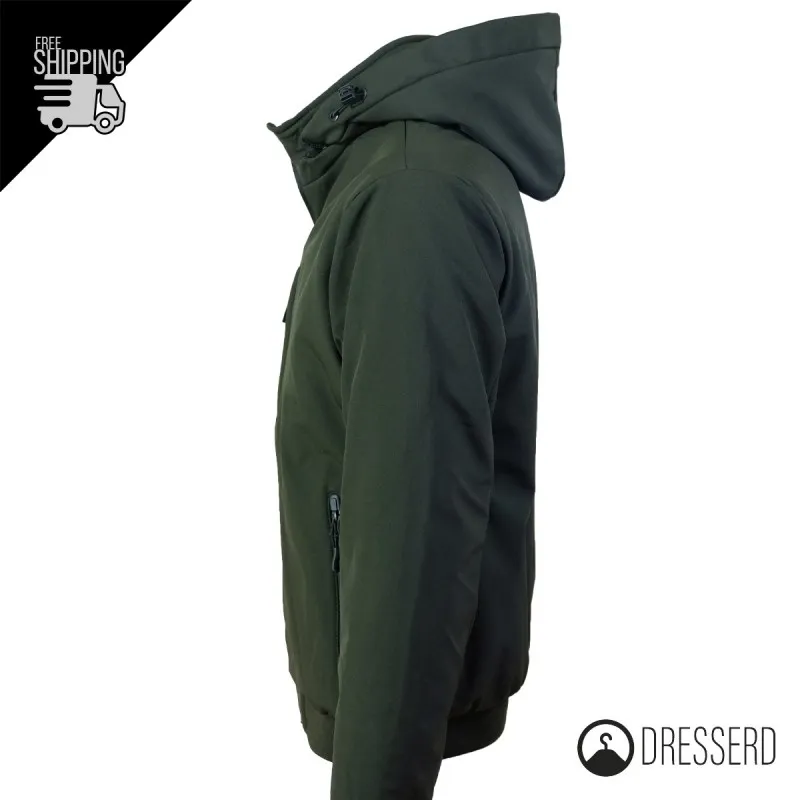 Giubbotto Uomo Invernale con Cappuccio Smontabile Bomber balza in cotone  Tessuto Tecnico Semi Slim Fit Dresserd