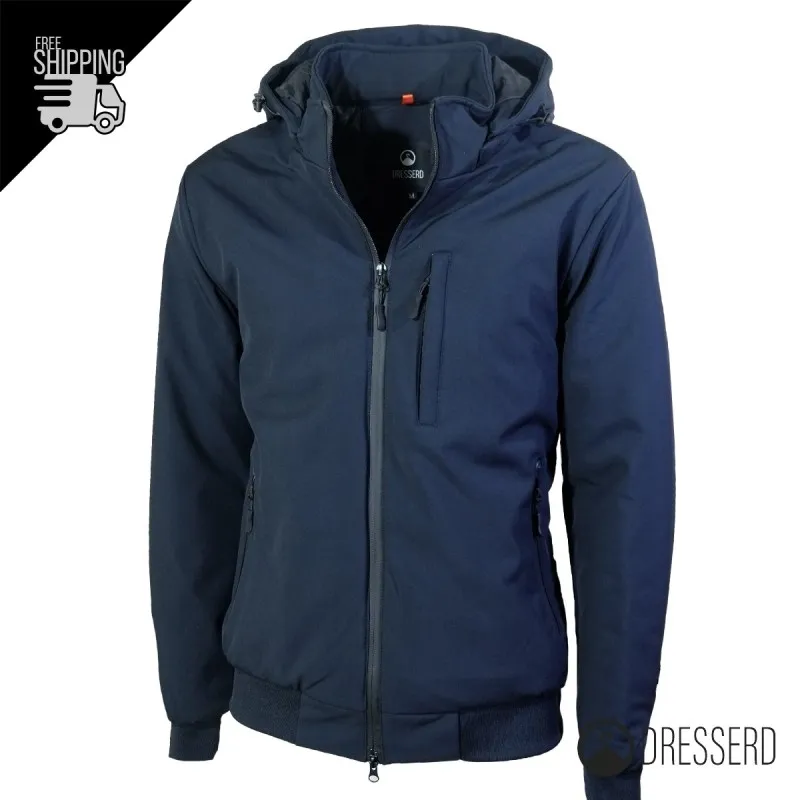 Giubbotto Uomo Invernale con Cappuccio Smontabile Bomber balza in cotone  Tessuto Tecnico Semi Slim Fit Dresserd