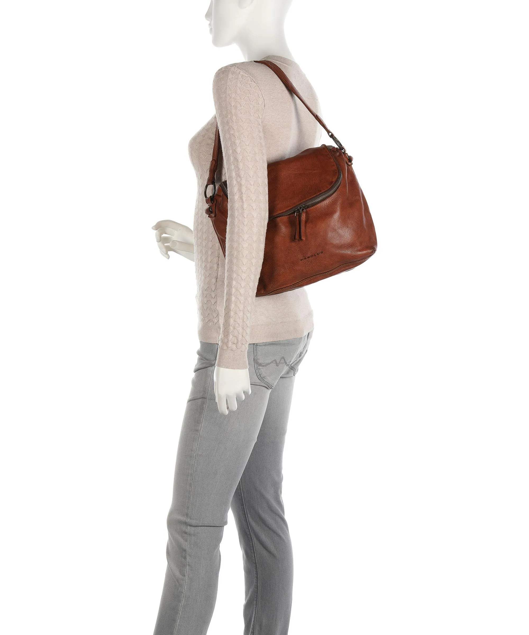  Harold's Submarine Borsa a spalla pelle bovina cognac  