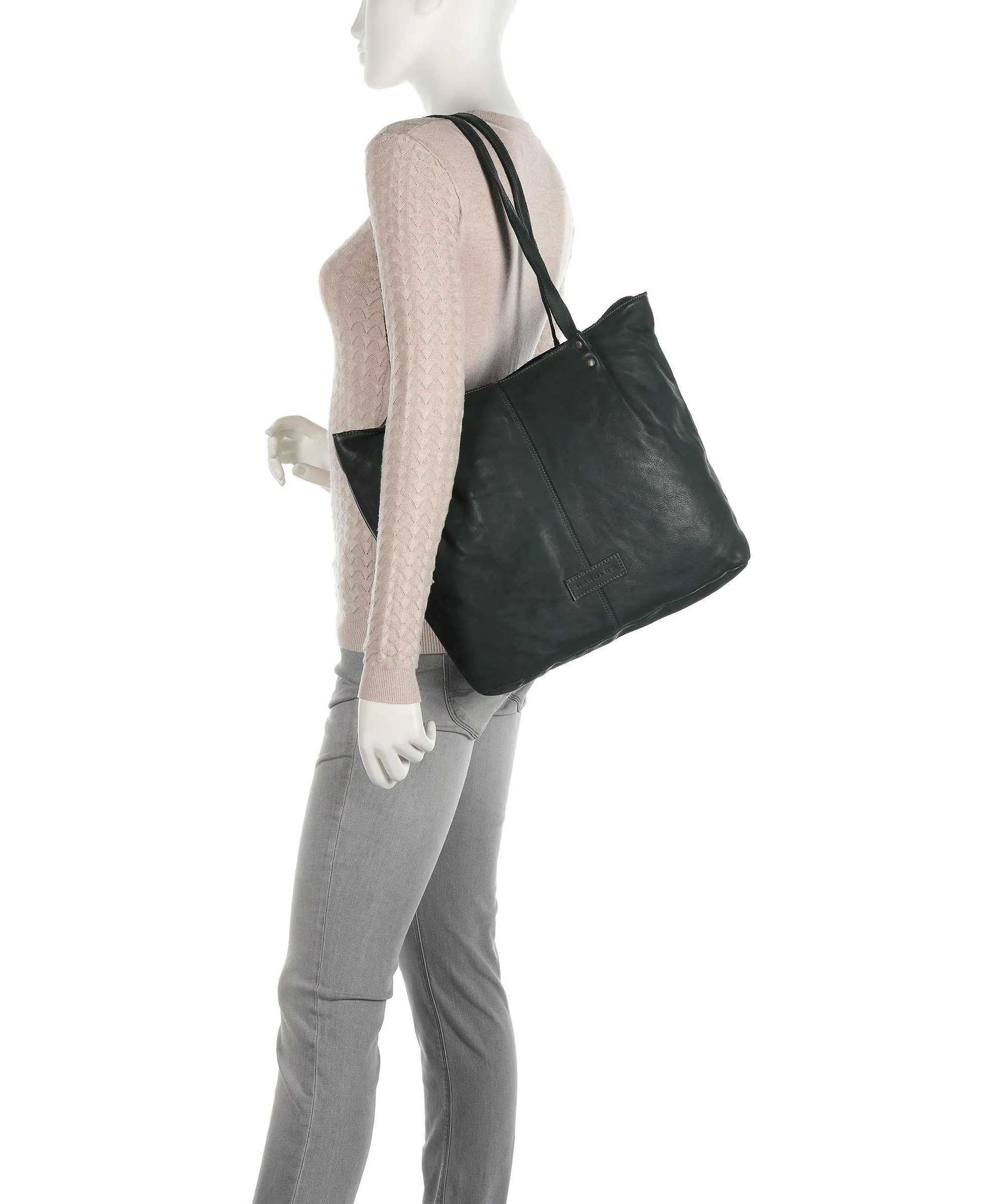  Harold's Submarine Borsa shopper morbida pelle bovina verde scuro  