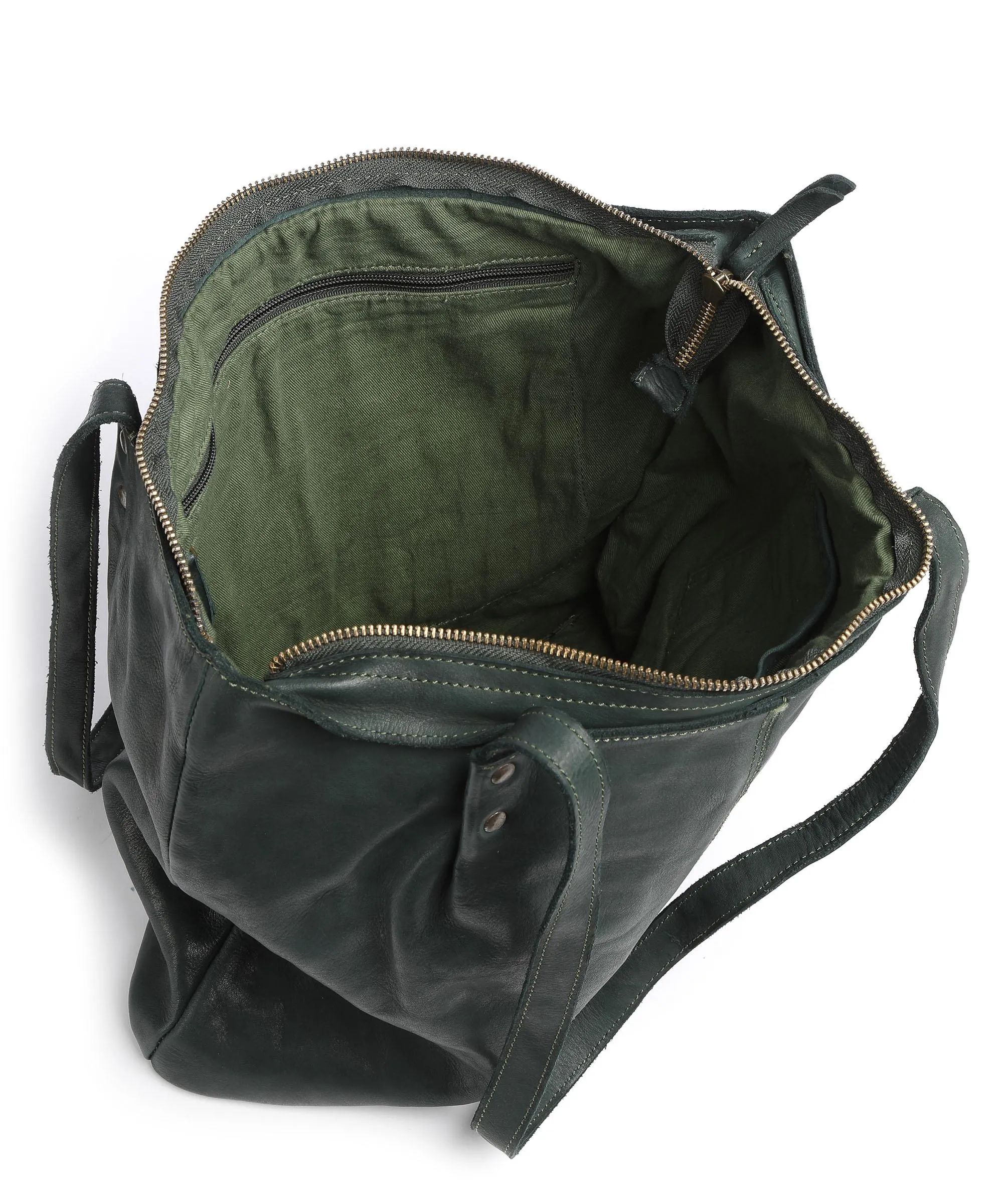  Harold's Submarine Borsa shopper morbida pelle bovina verde scuro  