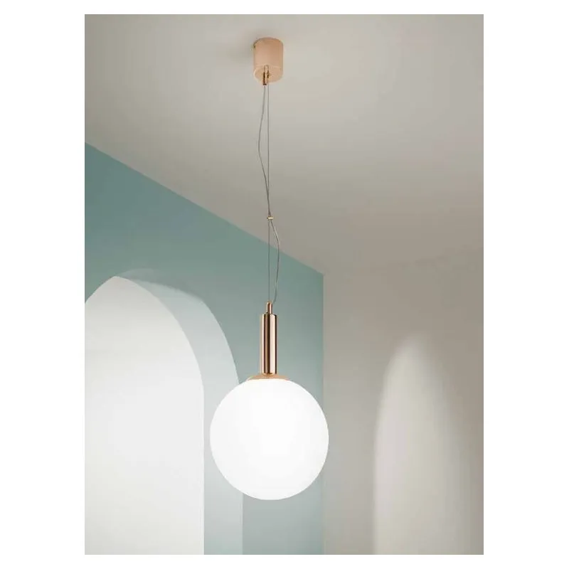 Hera S30 lampada a sospensione struttura in metallo e diffusore in vetro soffiato E27