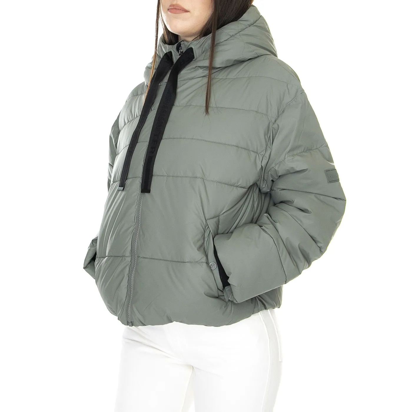 HUNTER W Intrepid Short Puffer Urban Grey - Giacca Invernale con Cappuccio Donna Grigia    
