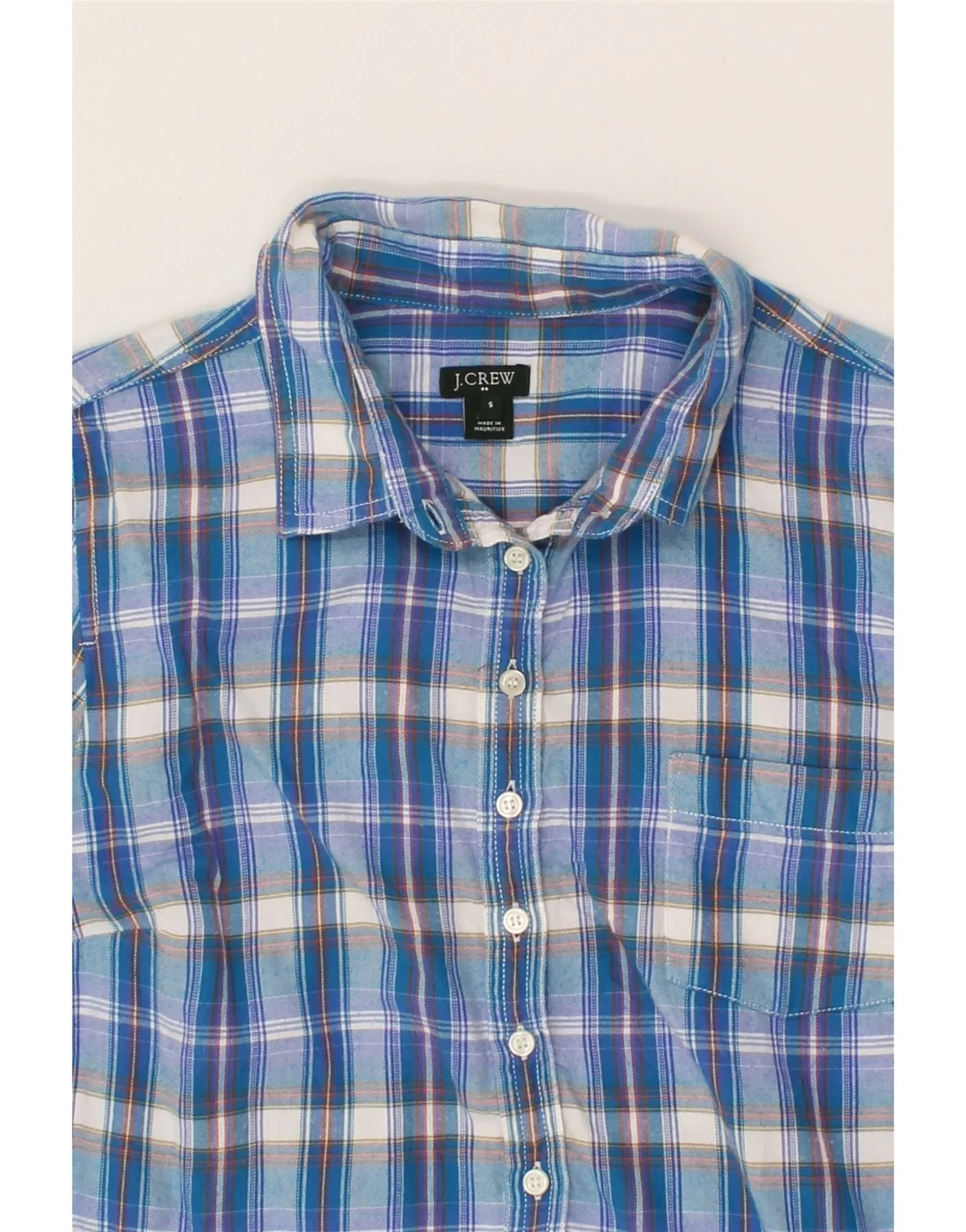 J. CREW Womens Pullover Shirt UK 10 Small Blue Check Cotton