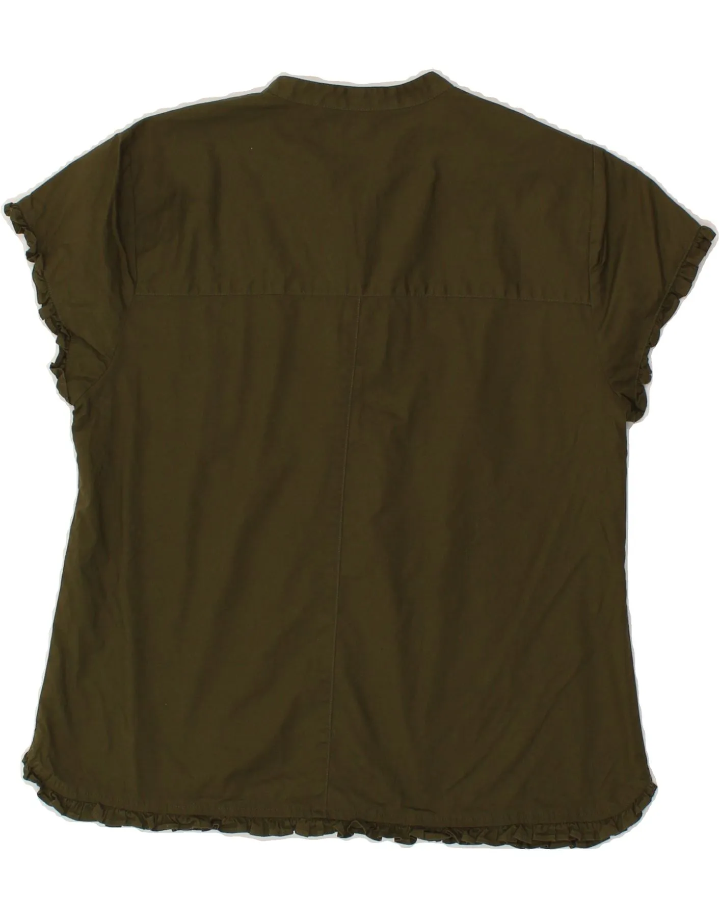 J. CREW Womens Short Sleeve Pullover Shirt Blouse UK 10 Small Khaki Cotton
