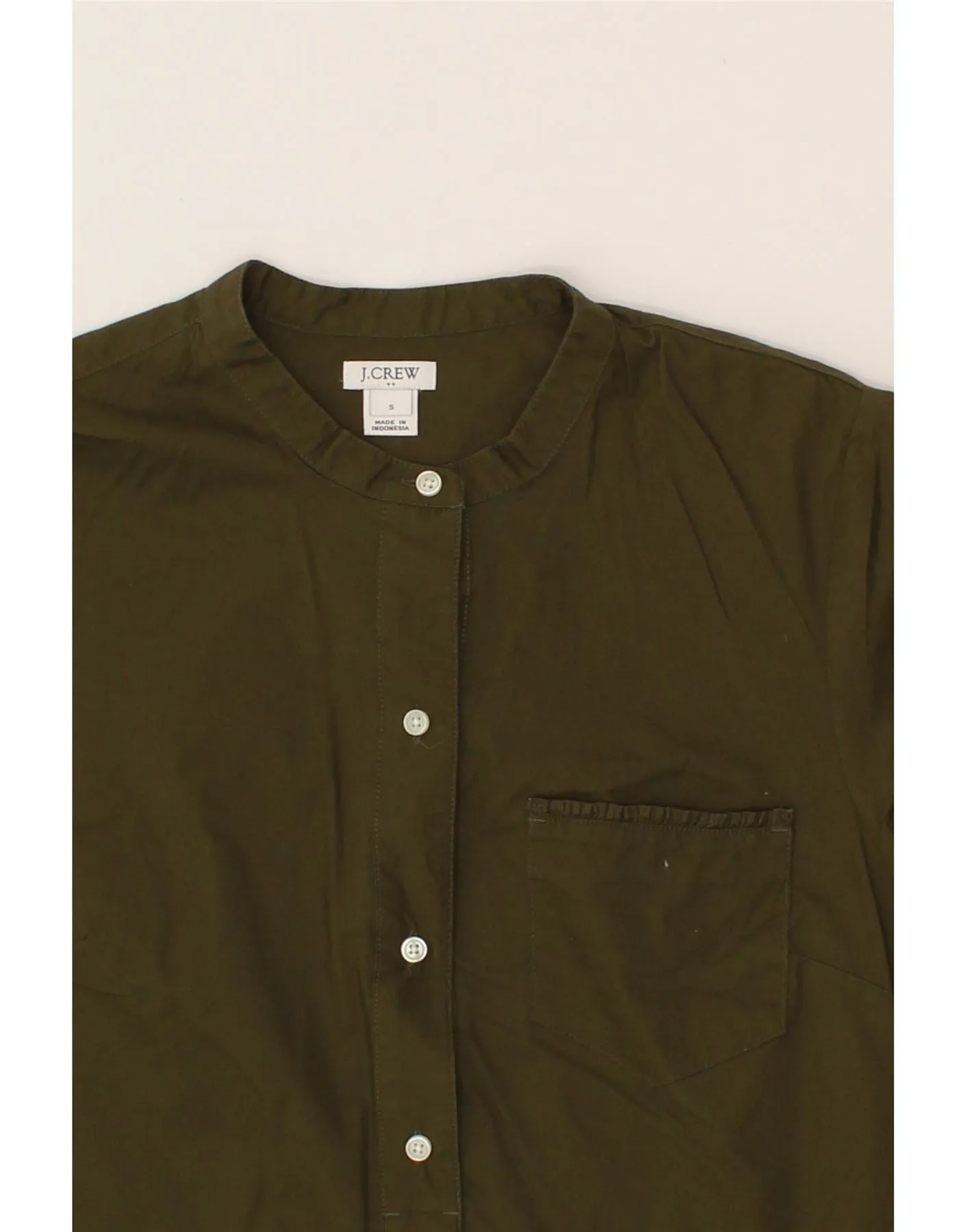 J. CREW Womens Short Sleeve Pullover Shirt Blouse UK 10 Small Khaki Cotton