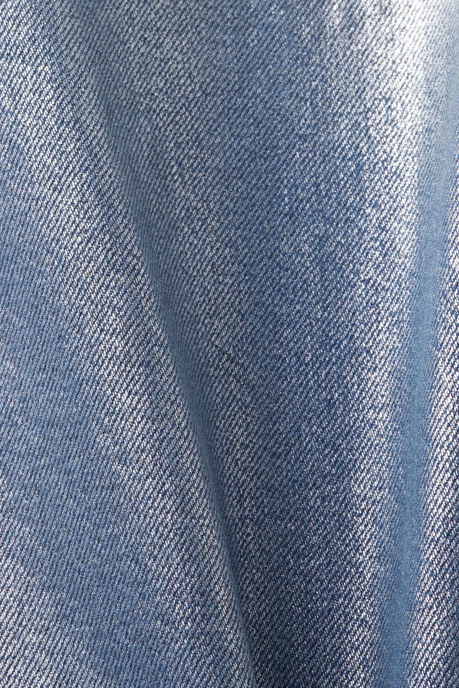 Jeans dritti retrò a vita alta, metallizzati
