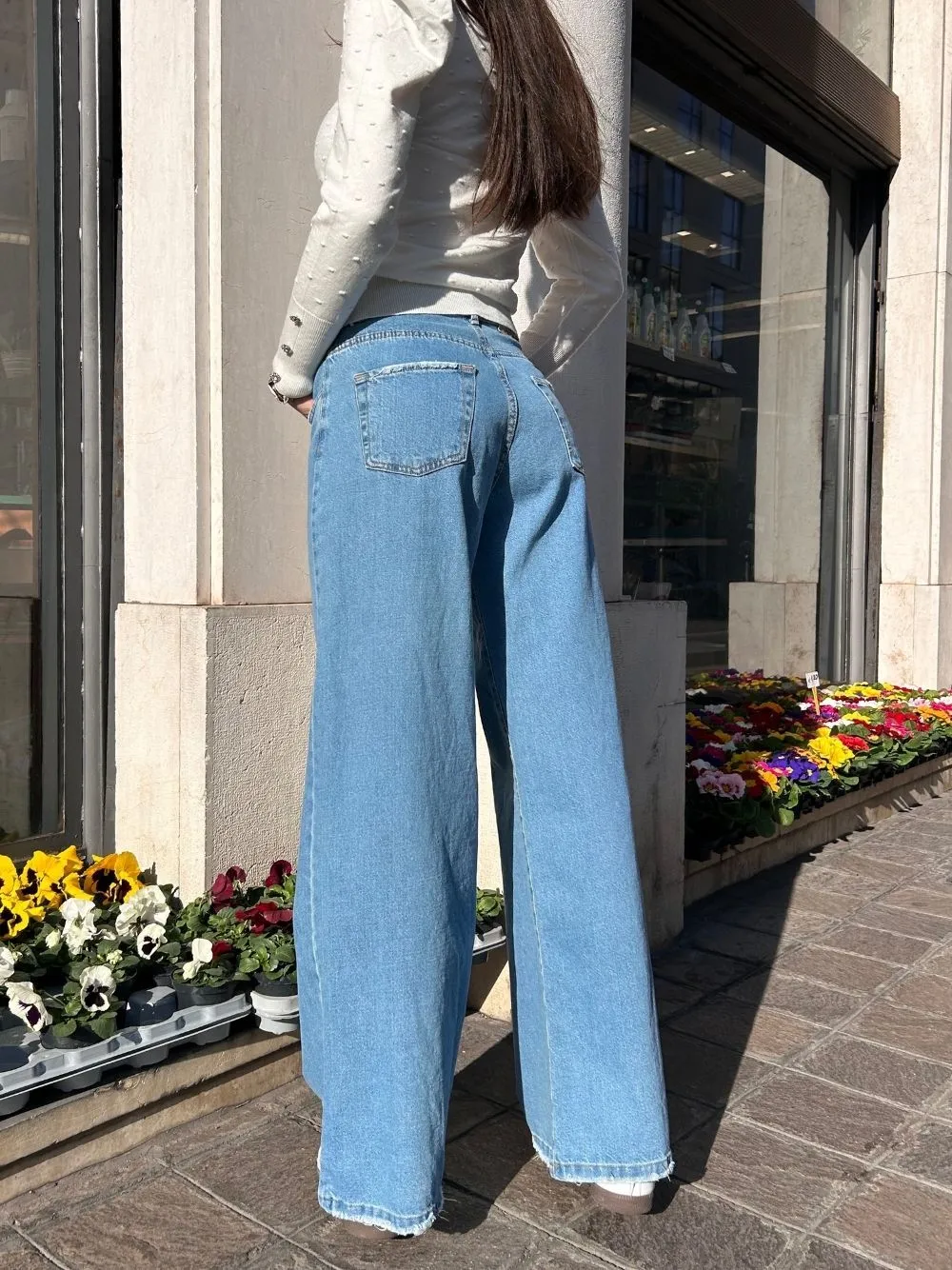 Jeans lungo a palazzo