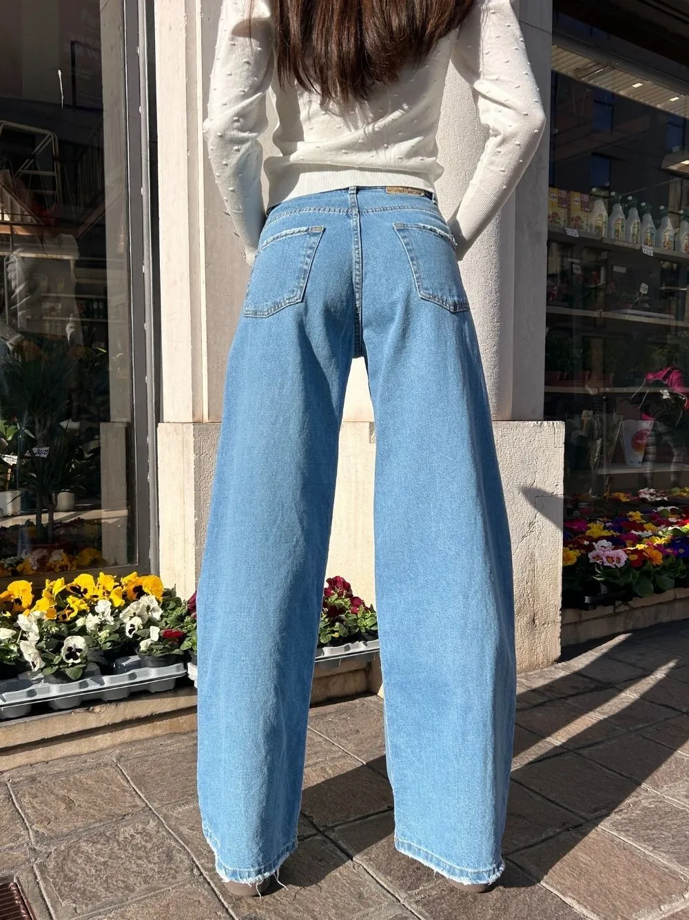Jeans lungo a palazzo