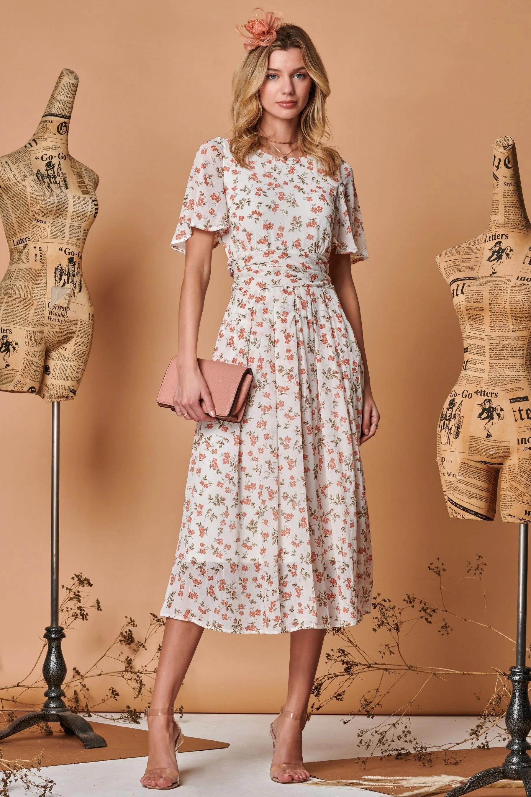 Jolie Moi - Abito midi Dettagli metallizzati in chiffon con maniche a pipistrello