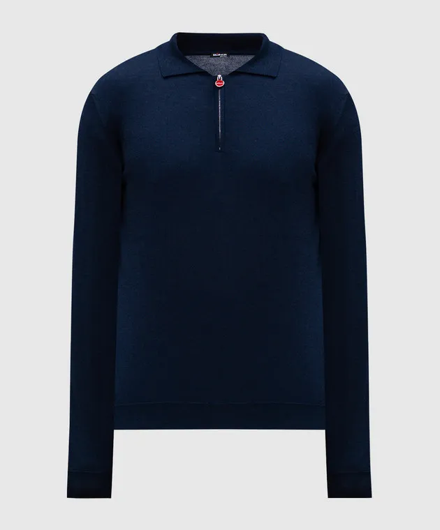 Kiton Polo blu in cashmere e seta UMKX05Z