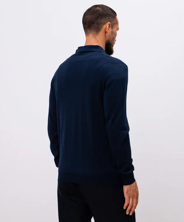 Kiton Polo blu in cashmere e seta UMKX05Z