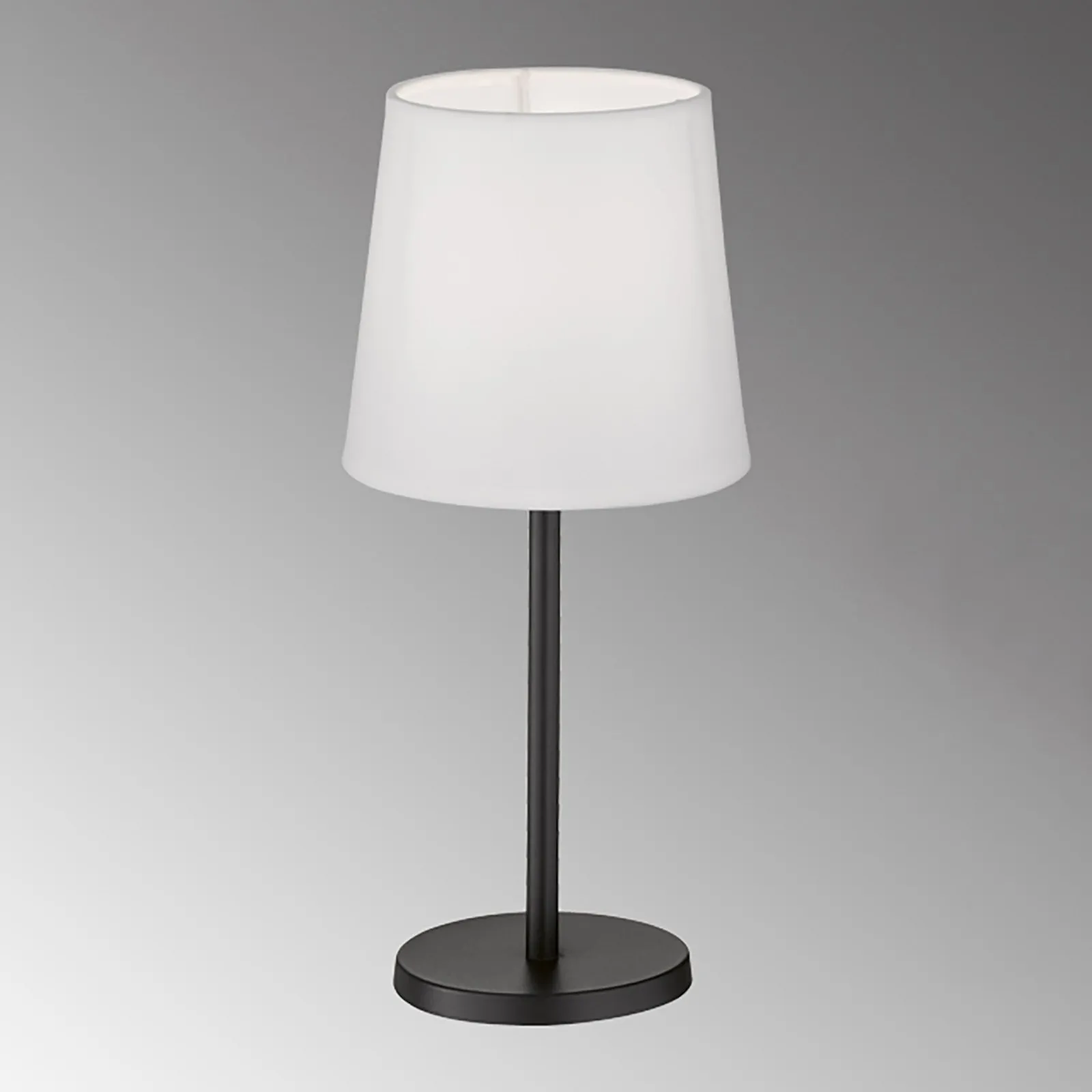 Lampada da tavolo Eve con paralume in tessuto, nero/bianco