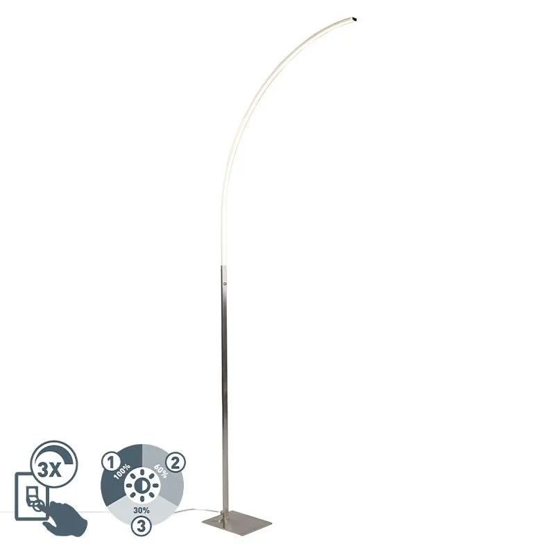 Lampada da terra moderna in acciaio con LED e dimmer a 3 livelli - Elegante