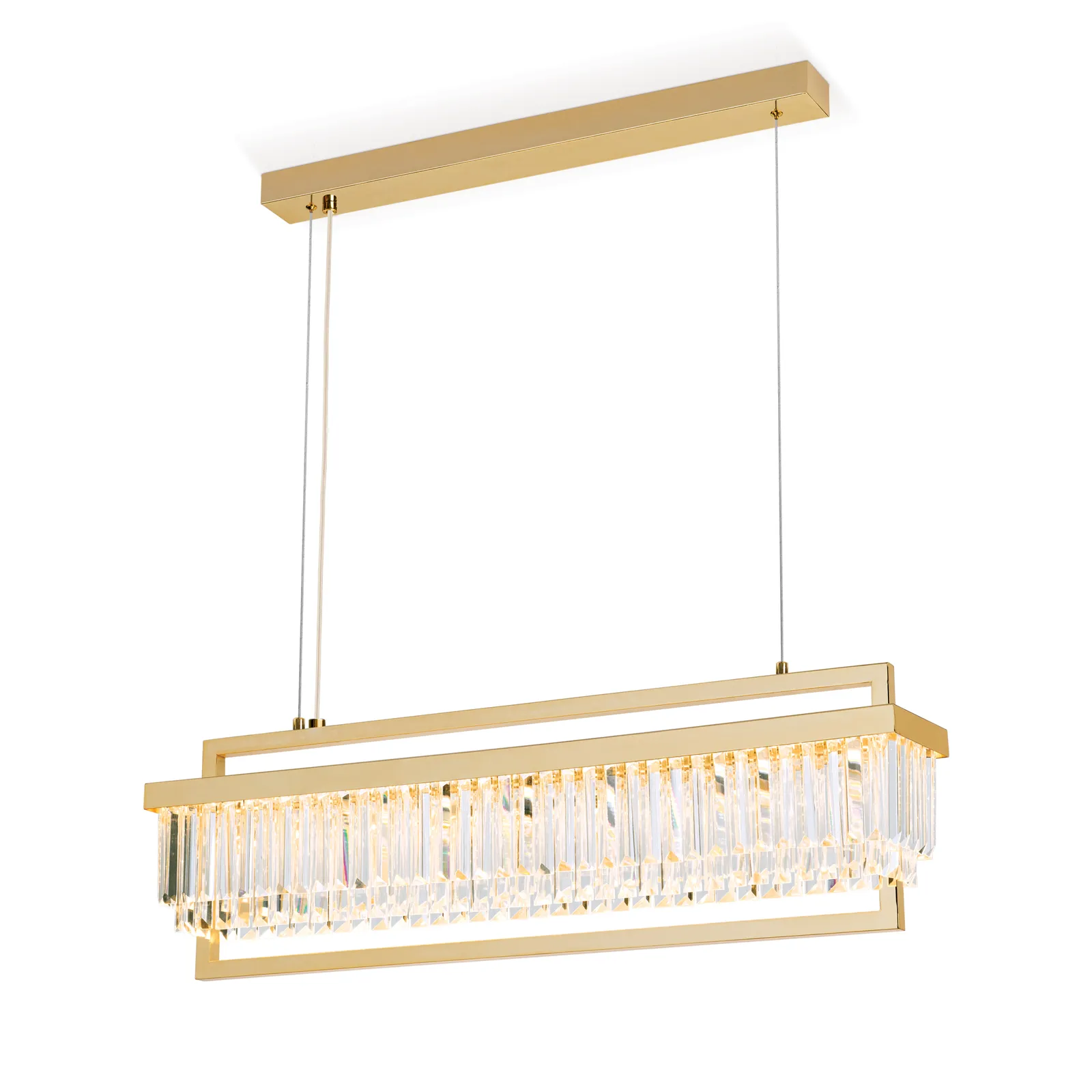 Lampada LED a sospensione Prism, lunga, oro