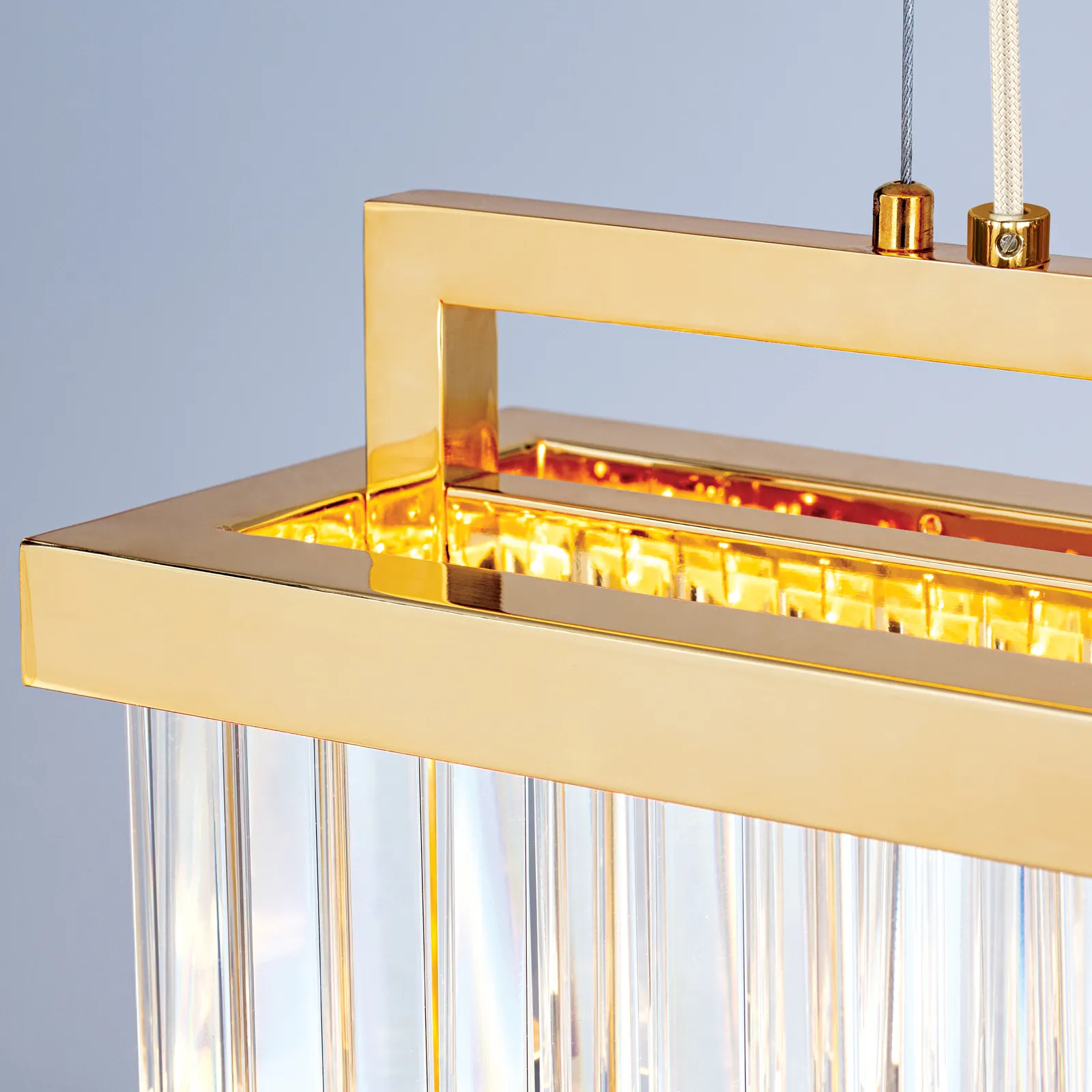 Lampada LED a sospensione Prism, lunga, oro