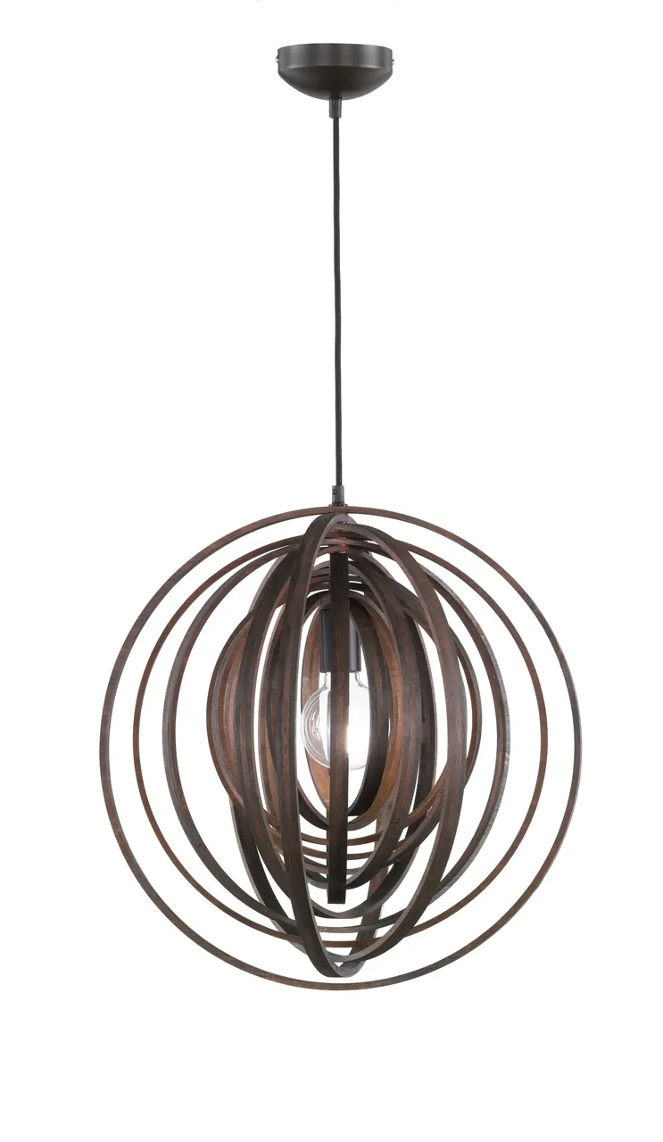 Lampada Sospensione Cerchi Rotanti Boolan Legno Scuro Trio Lighting
