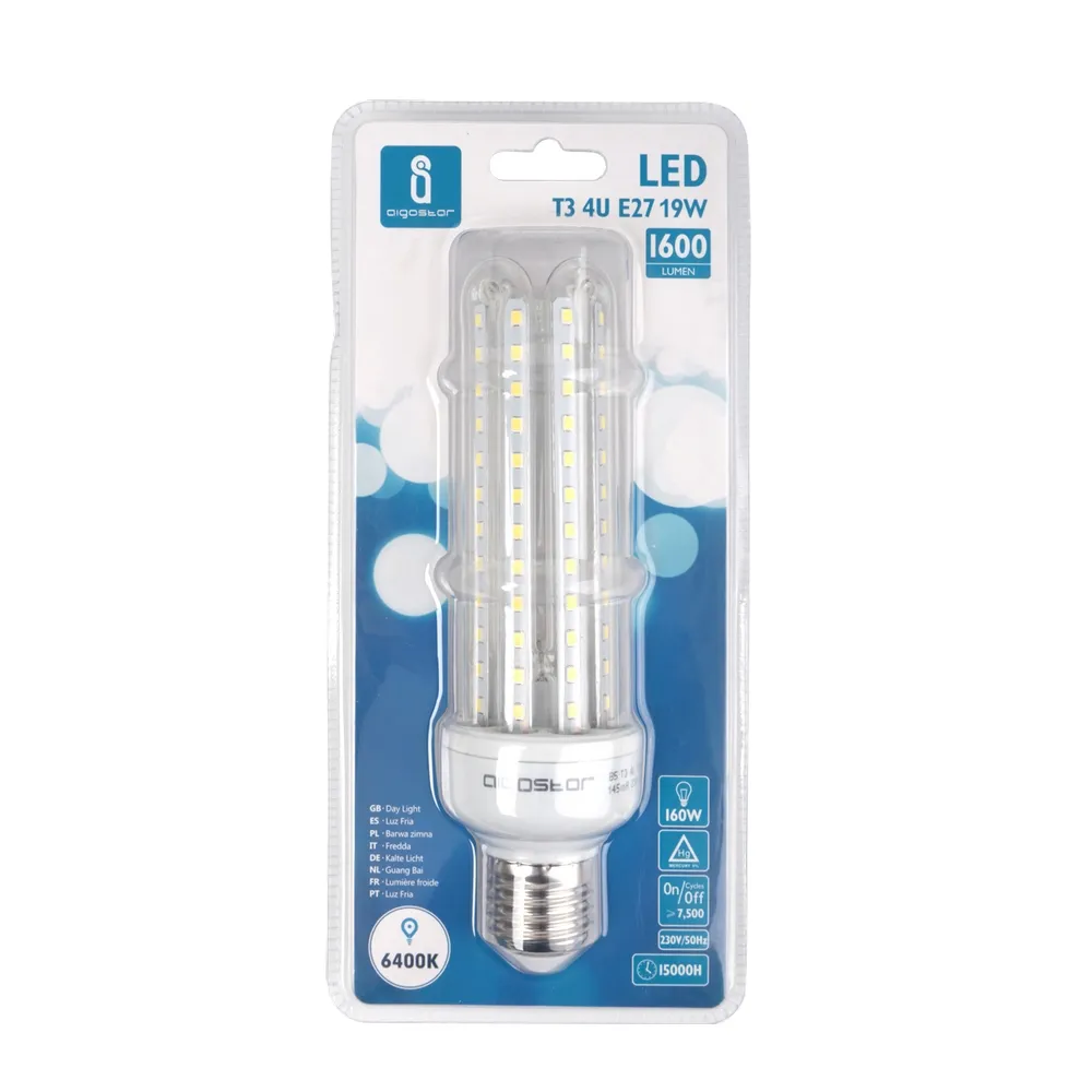 Lampadina Led E27 a tubo a U 19W Bianco freddo 6400K Aigostar