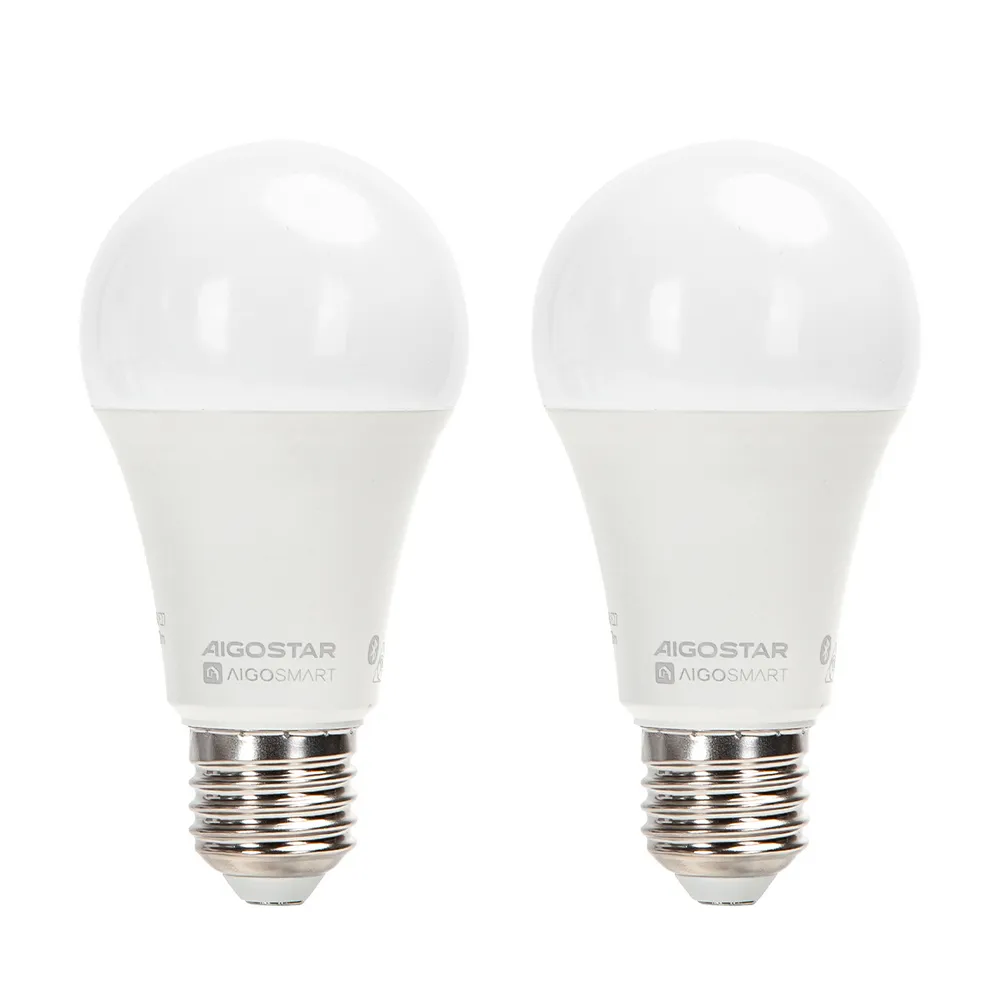 Lampadina Led Smart A60 E27 12W WiFi Bluetooth Mesh RGB CCT luce regolabile e dimmerabile confezione da 2pz Aigostar