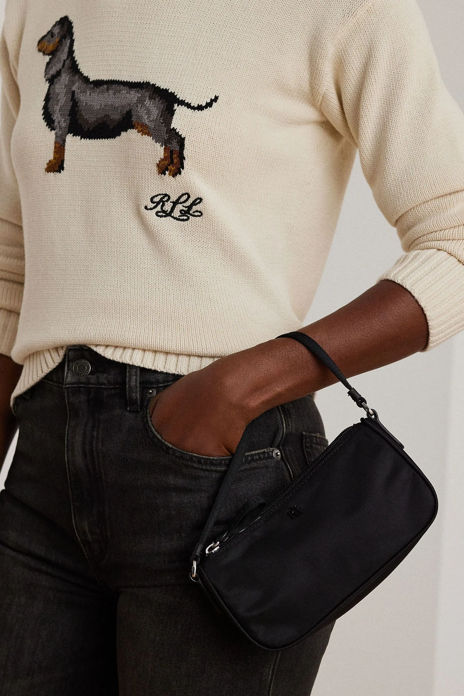 Lauren Ralph Lauren Borsa a marsupio media in nylon con manico superiore    