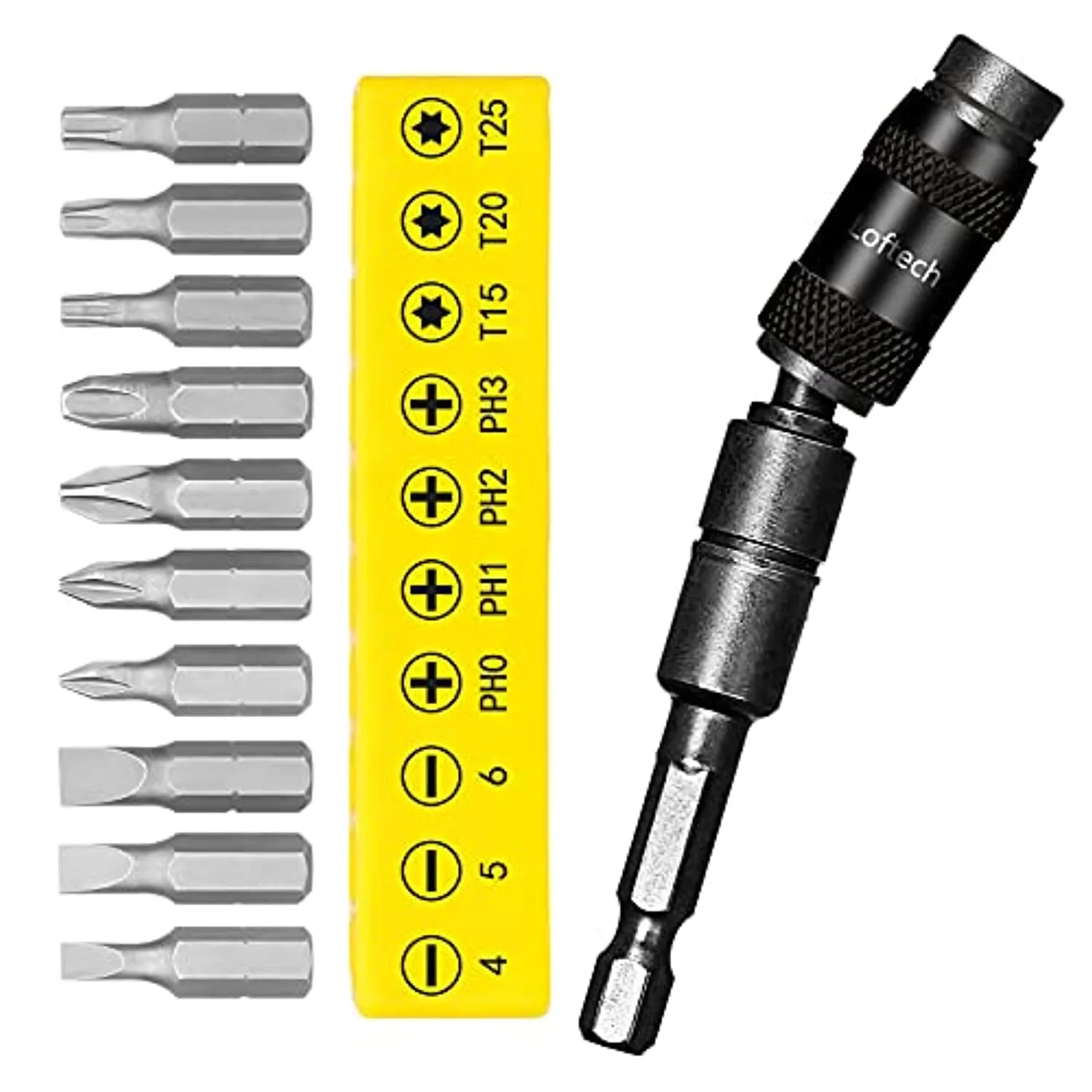 Loftech Angolo Punta da Trapano,Punta a Vite Magnetica 1/4 ″ 20 ° Hex Shank Magnetico Vite Punta di Trapano Quick Change con 10 
