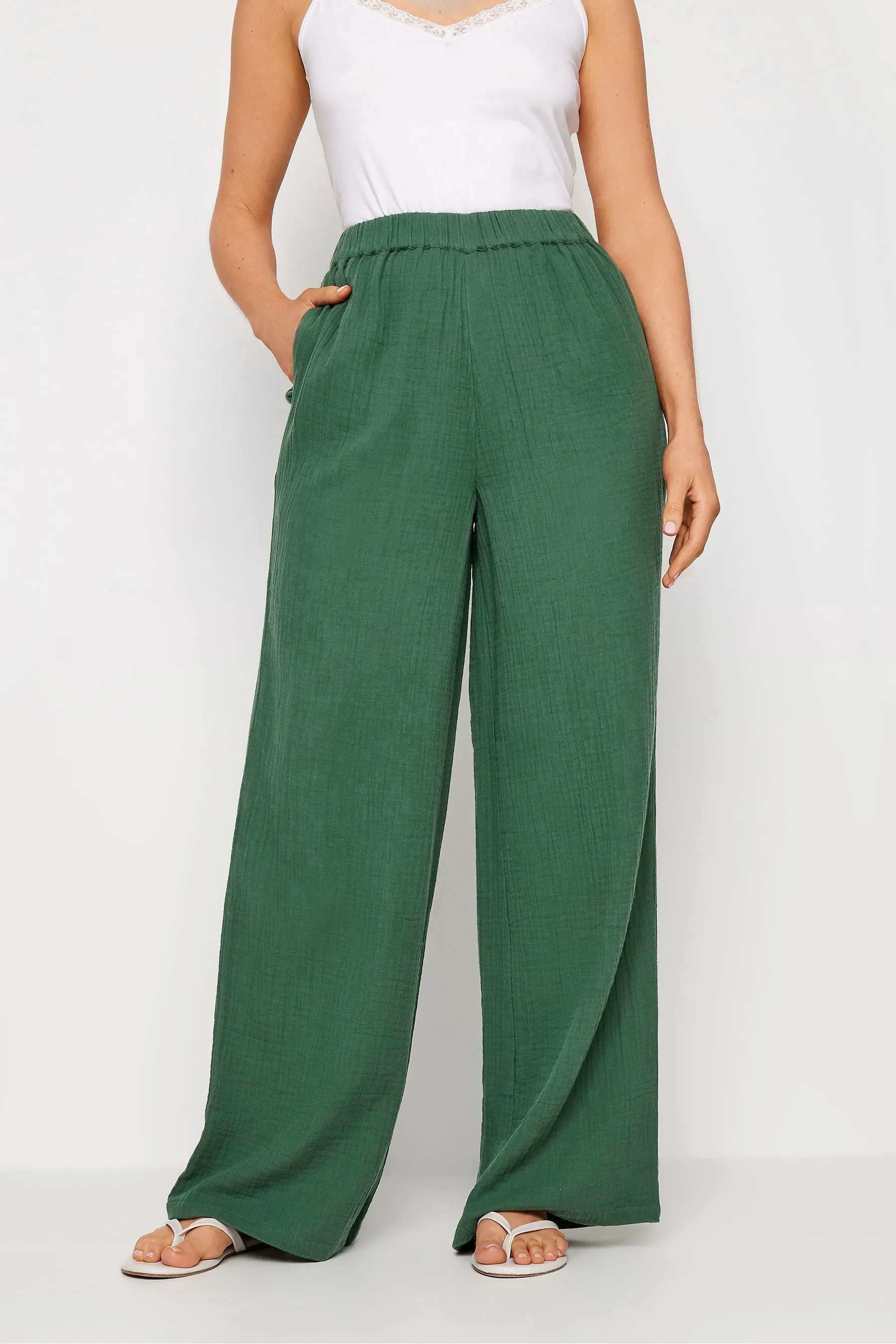 Long Tall Sally Paisley Print Wide Leg Trousers    