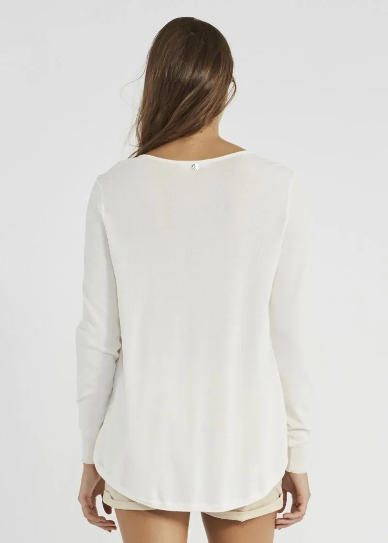 Maglia con pannello in chiffon