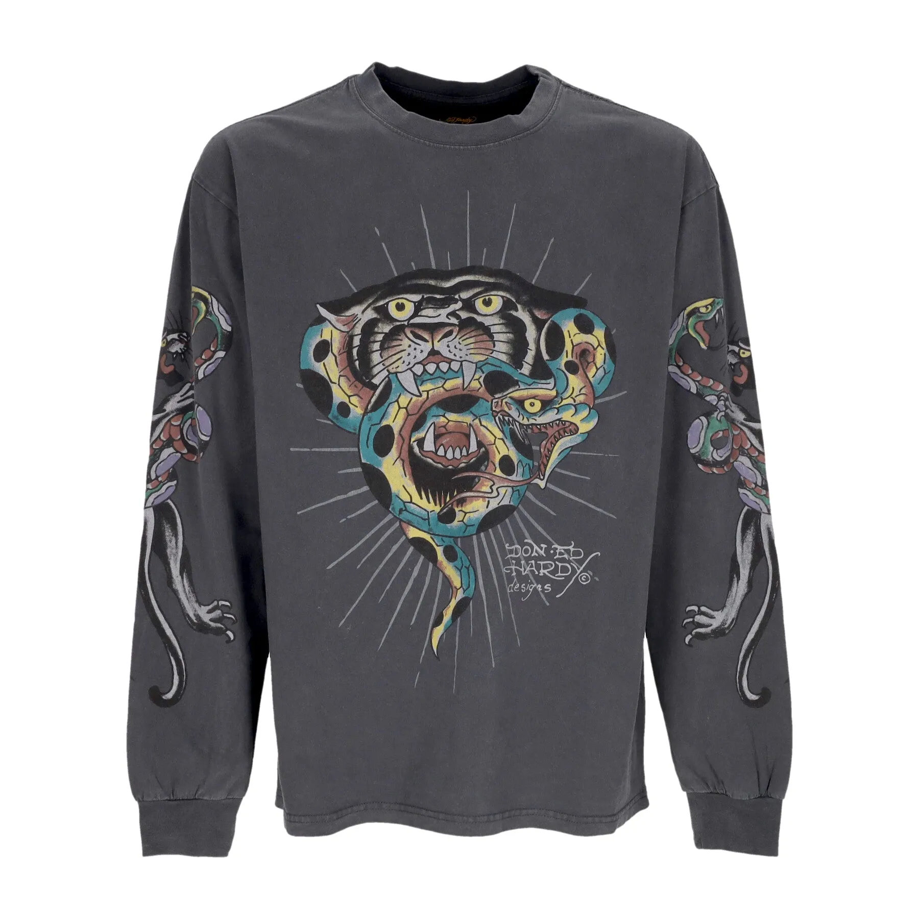 Maglietta Manica Lunga Uomo Panther &snake Battle L/s Tee Washed Charcoal