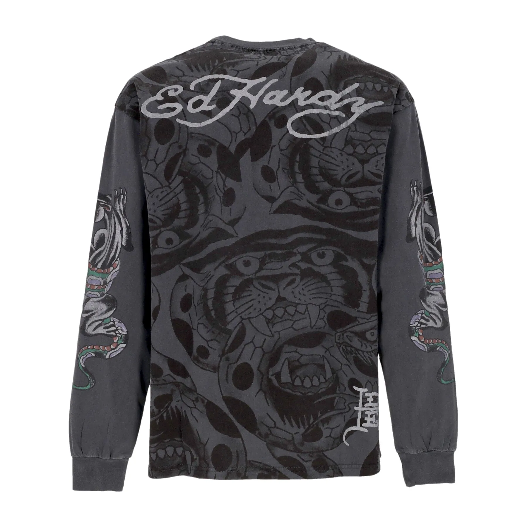 Maglietta Manica Lunga Uomo Panther &snake Battle L/s Tee Washed Charcoal