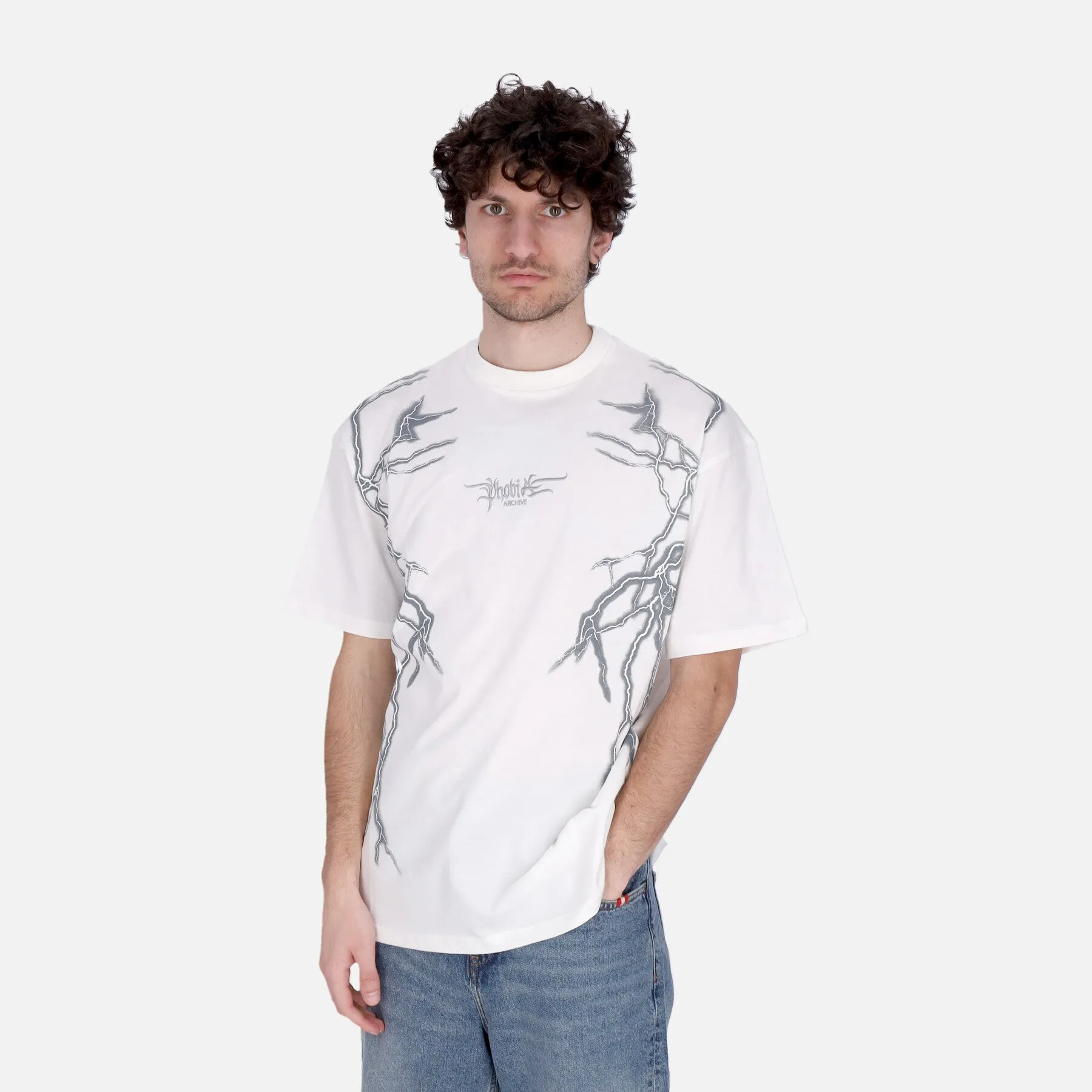 Maglietta Uomo Lateral Lightning Print Tee White/grey
