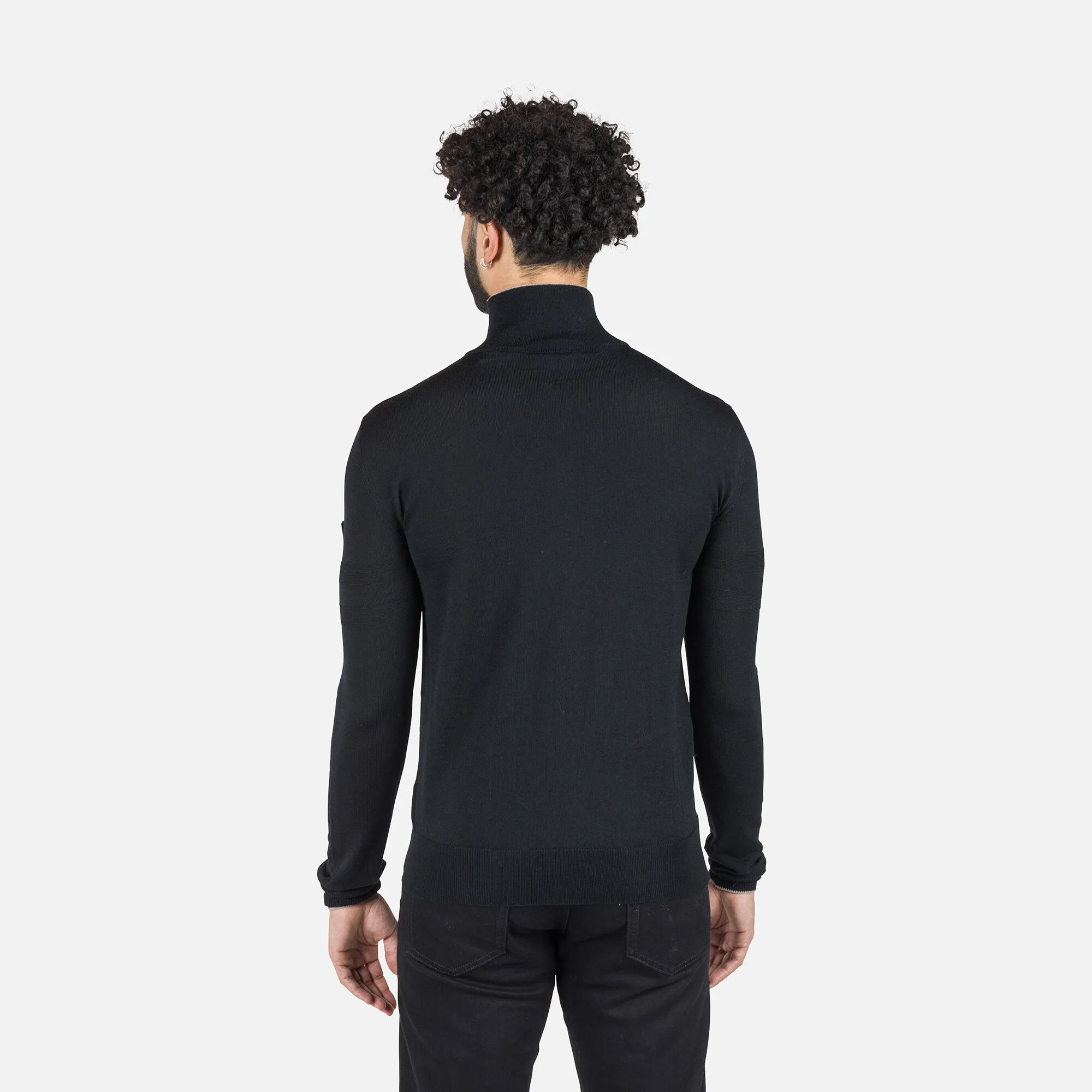 Maglione a righe con mezza zip uomo