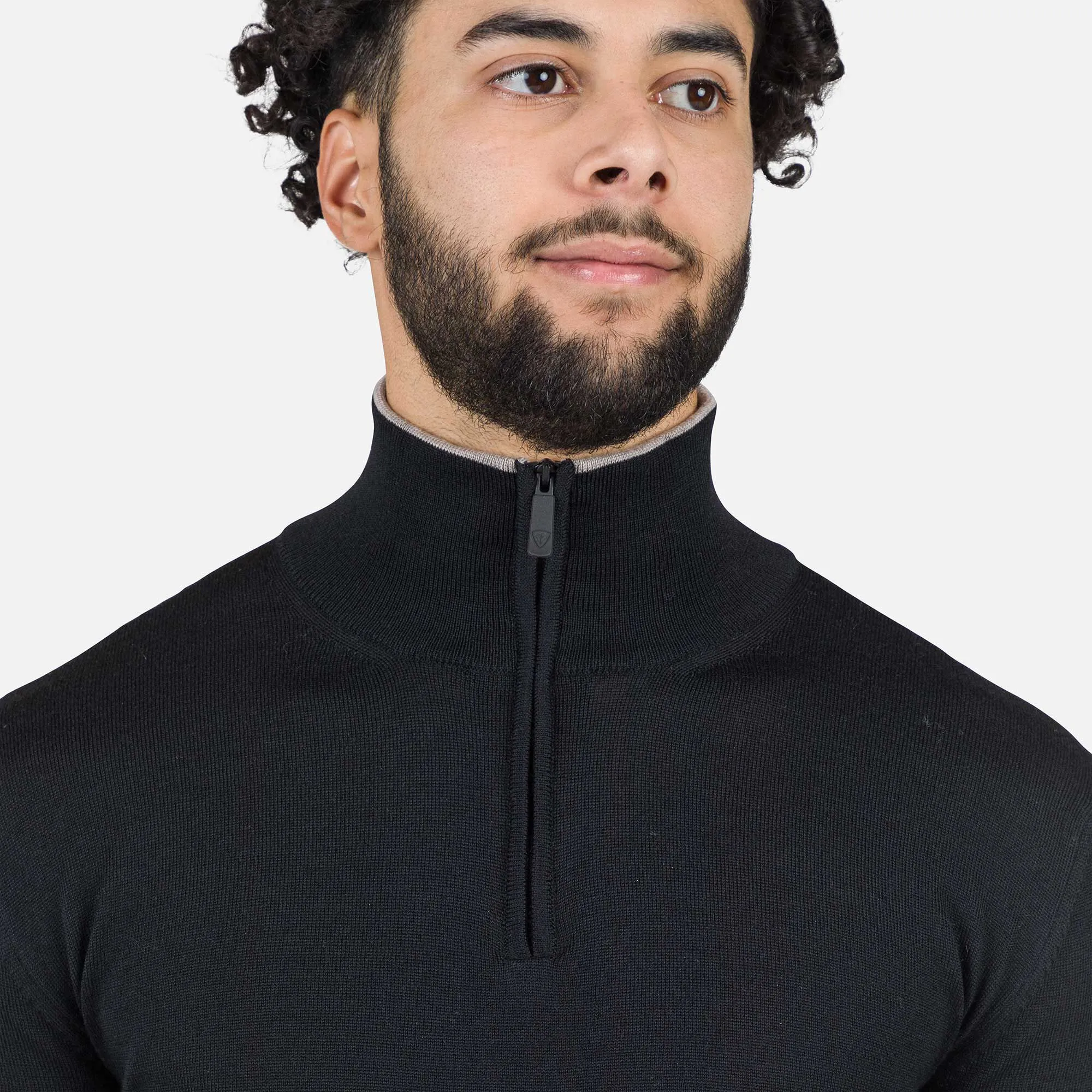 Maglione a righe con mezza zip uomo