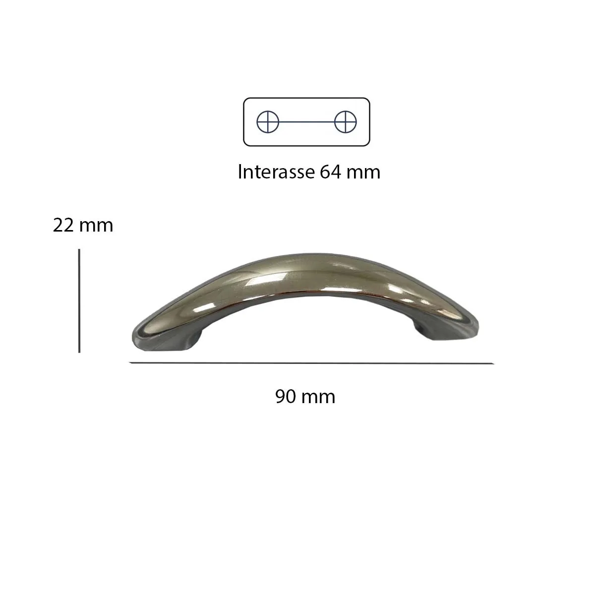 Maniglia in plastica riciclata 64x90x13 mm cromato